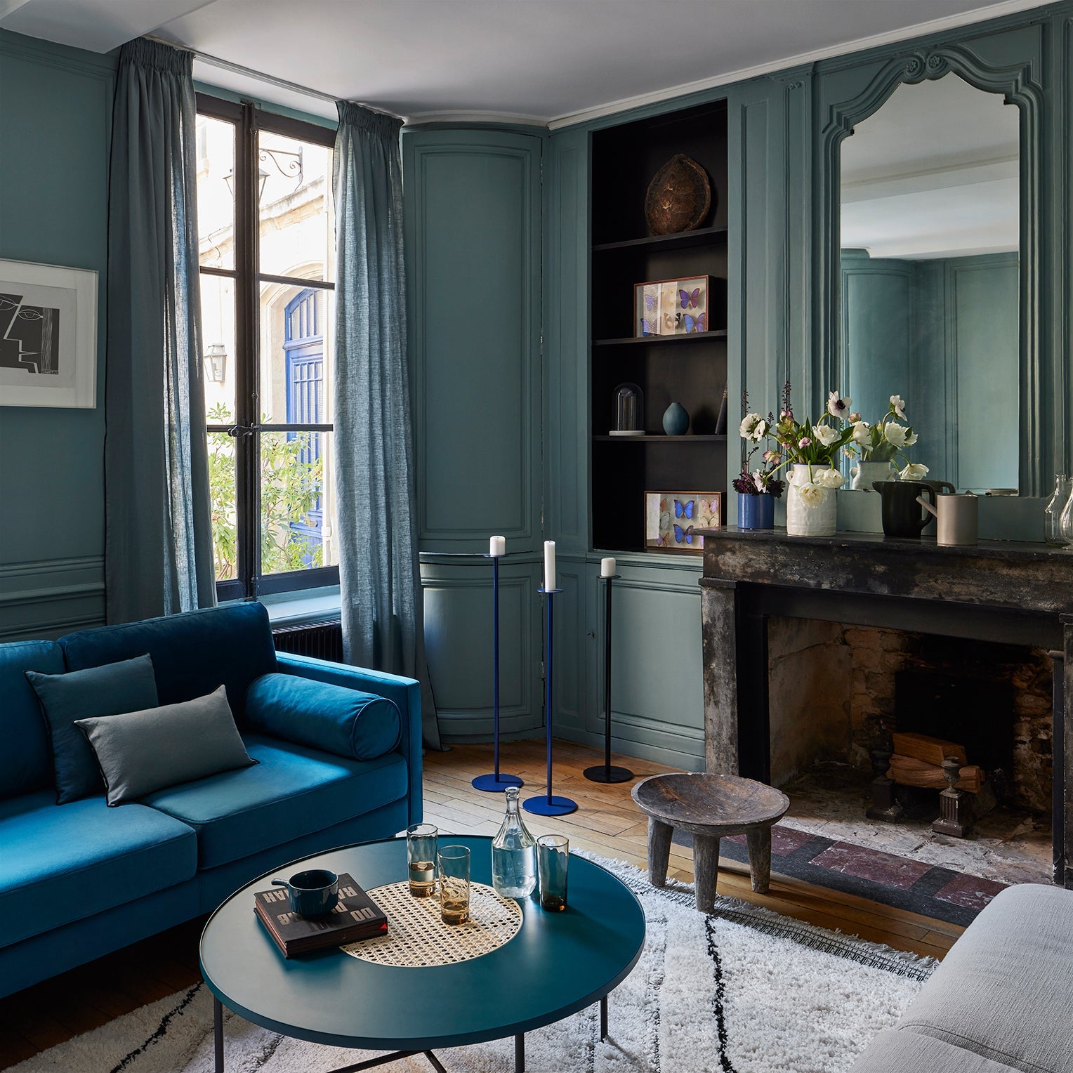 Canapé 2 places CESARE velours pétrole