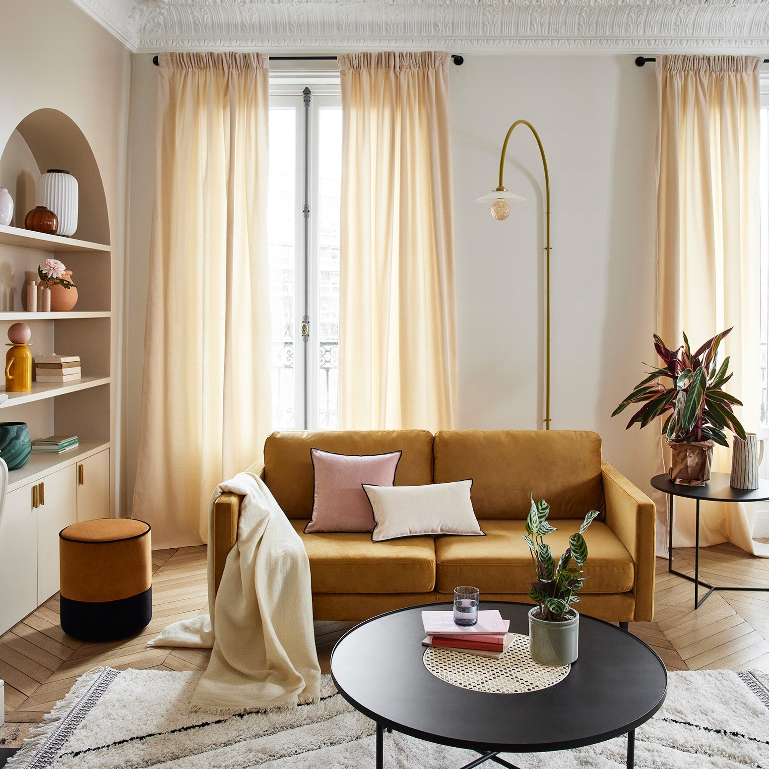 Canapé 2 places CESARE velours moutarde