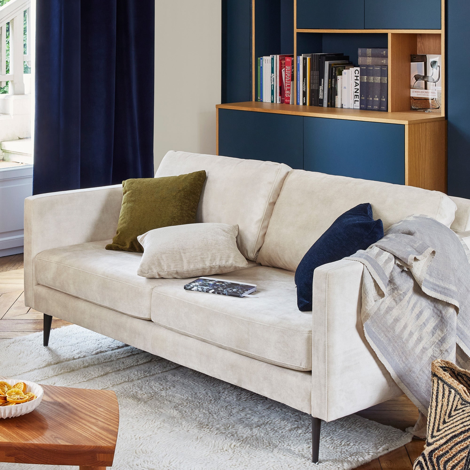 Canapé 2 places CESARE velours vintage calcaire