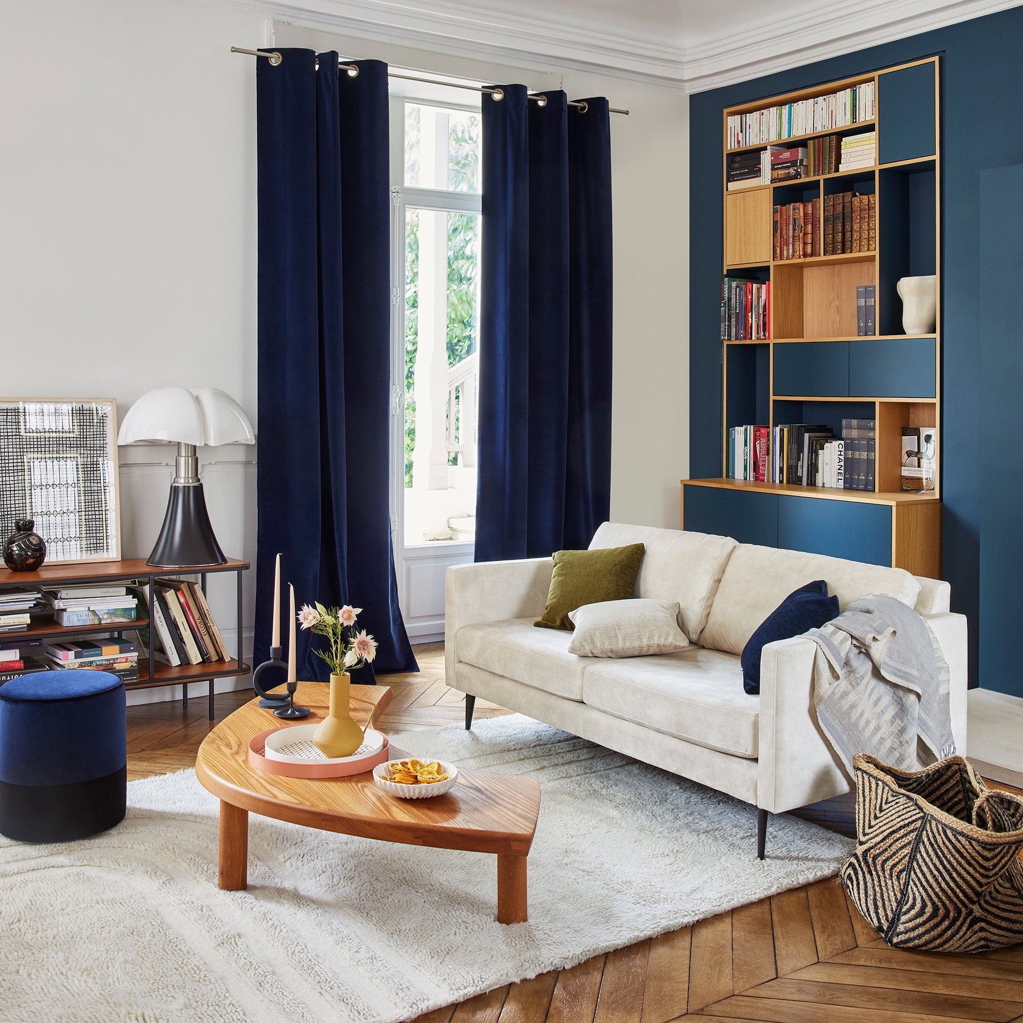 Canapé 2 places CESARE velours vintage calcaire