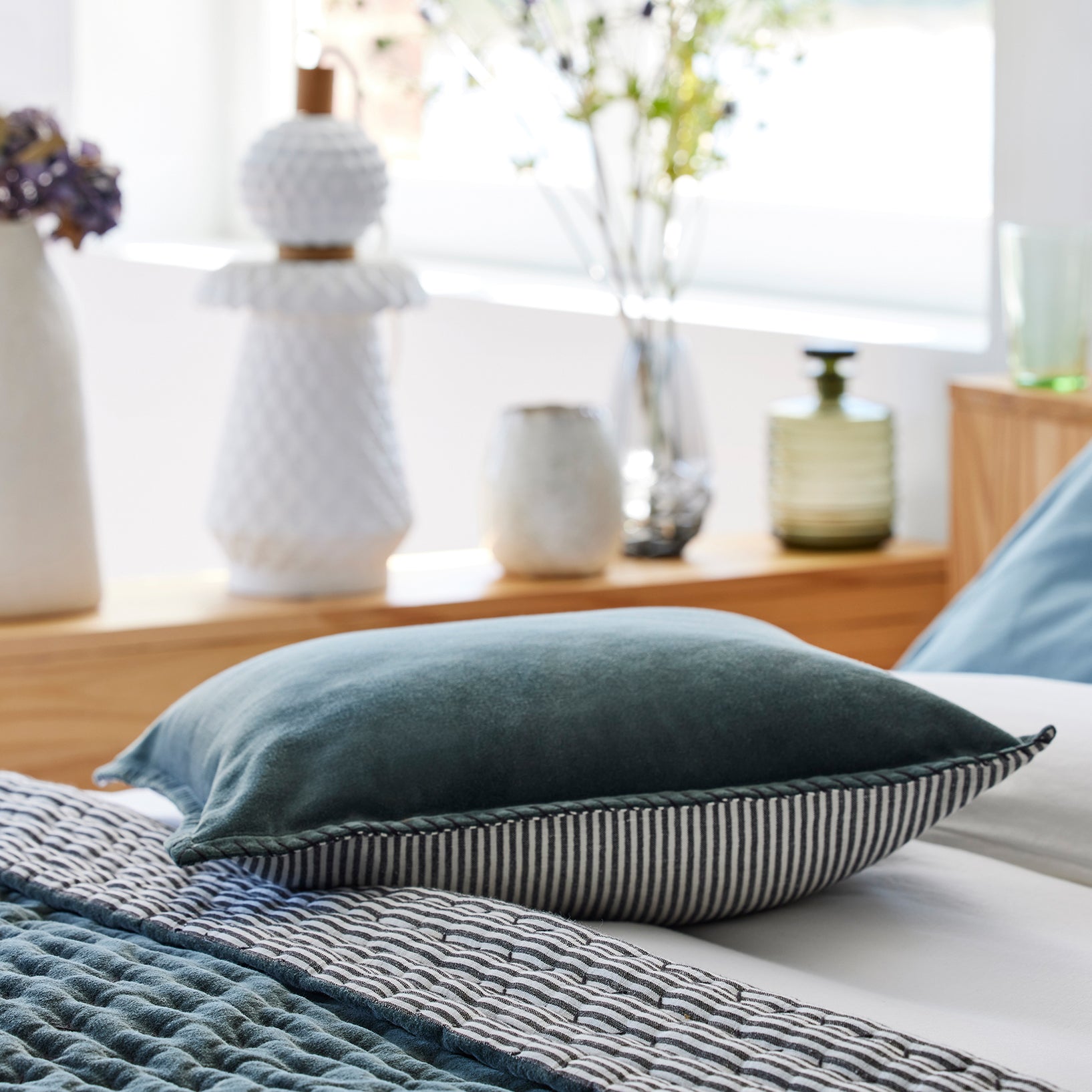 Couvre-lit matelassé MALO kaki grisé