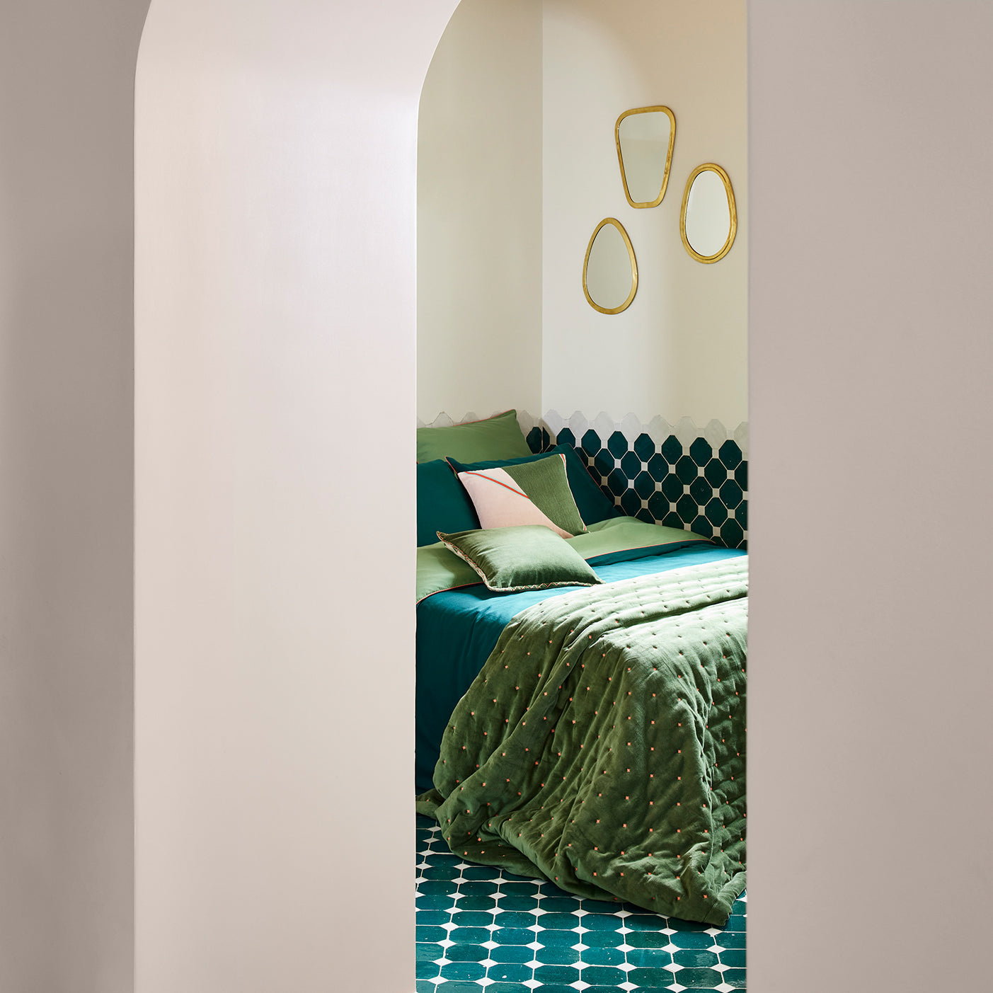 Couvre-lit matelassé NEPTUNE vert loden