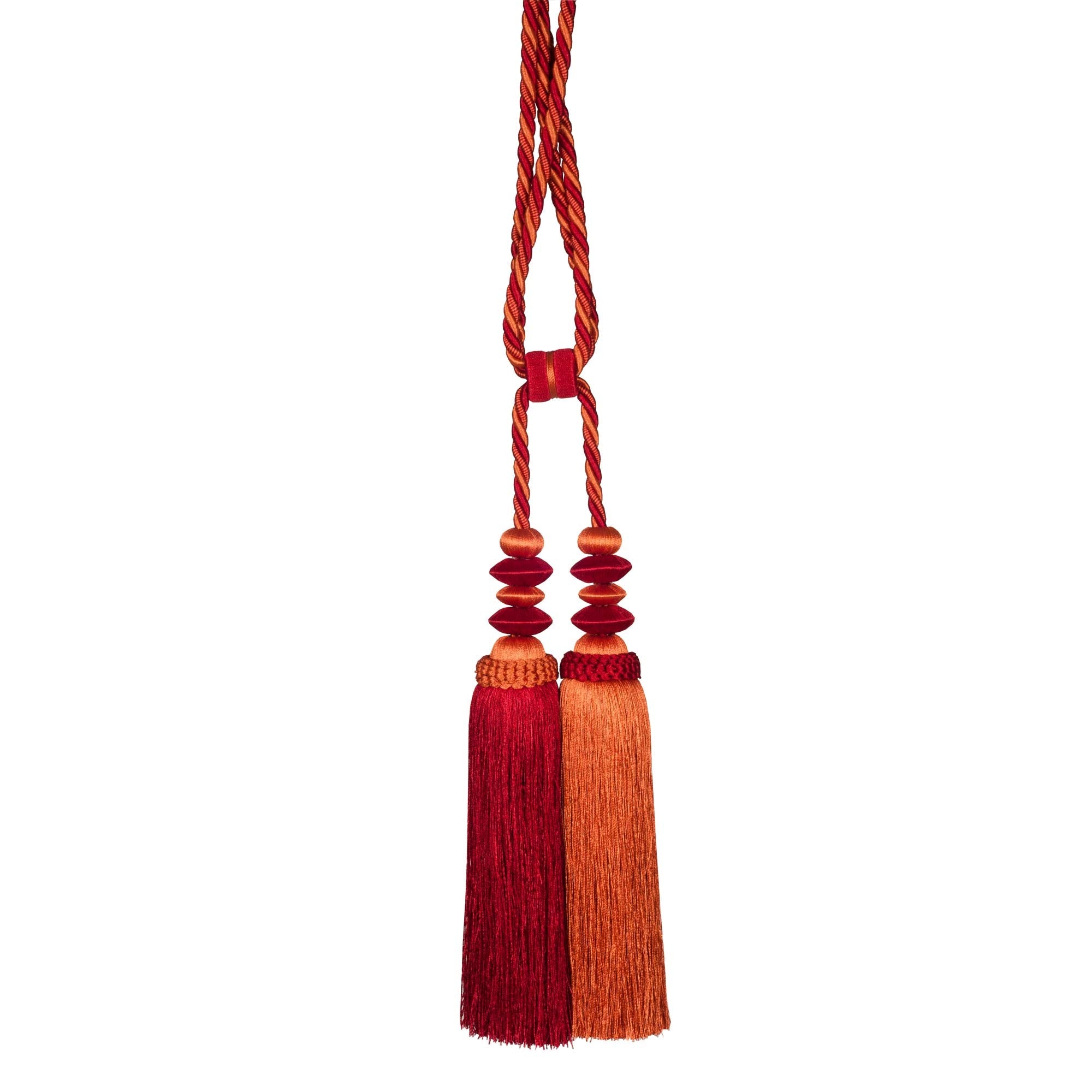 Embrasse pompon BELLAGIO orange et rouge