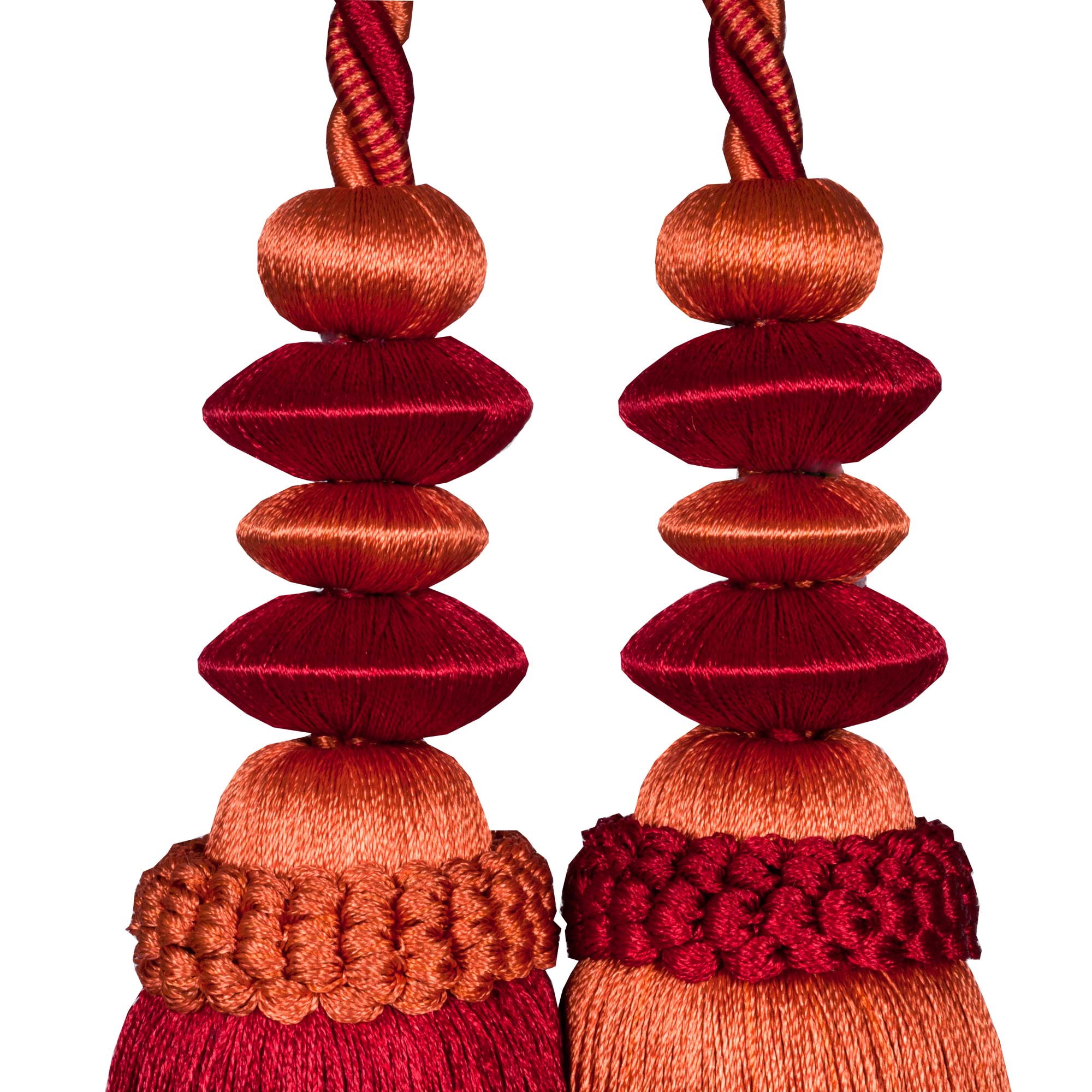 Embrasse pompon BELLAGIO orange et rouge