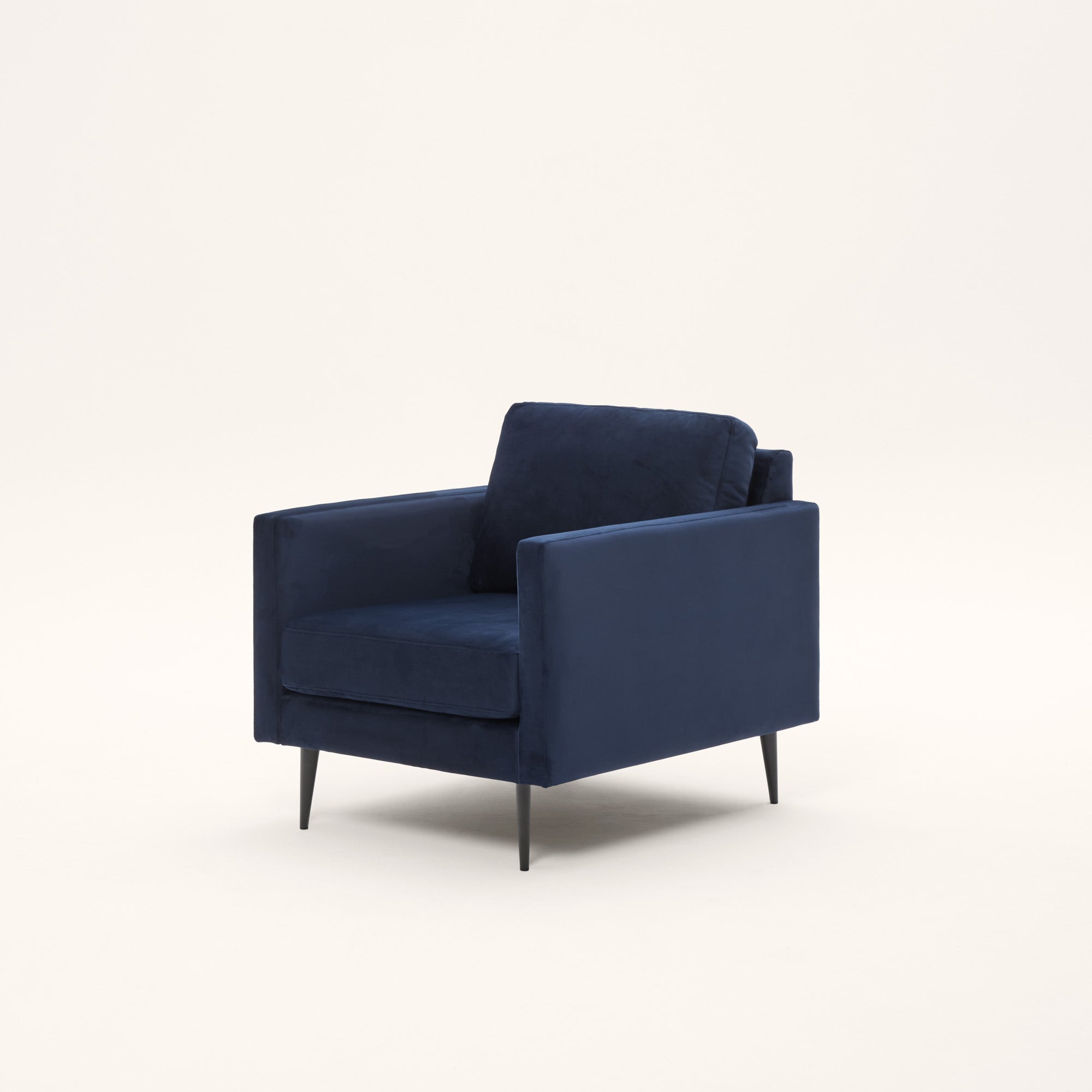 Fauteuil CESARE velours bleu nuit