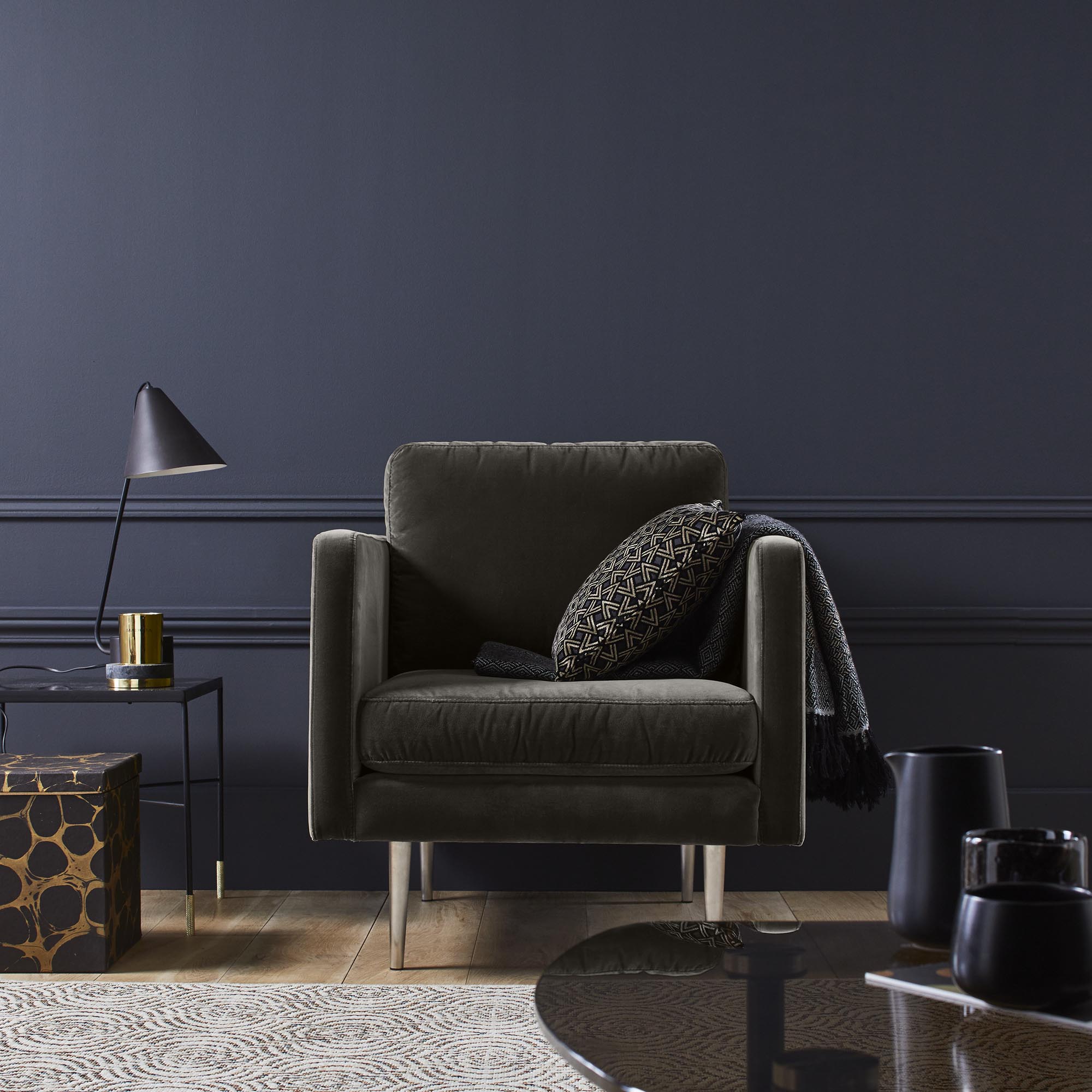 Fauteuil JOREL velours gris