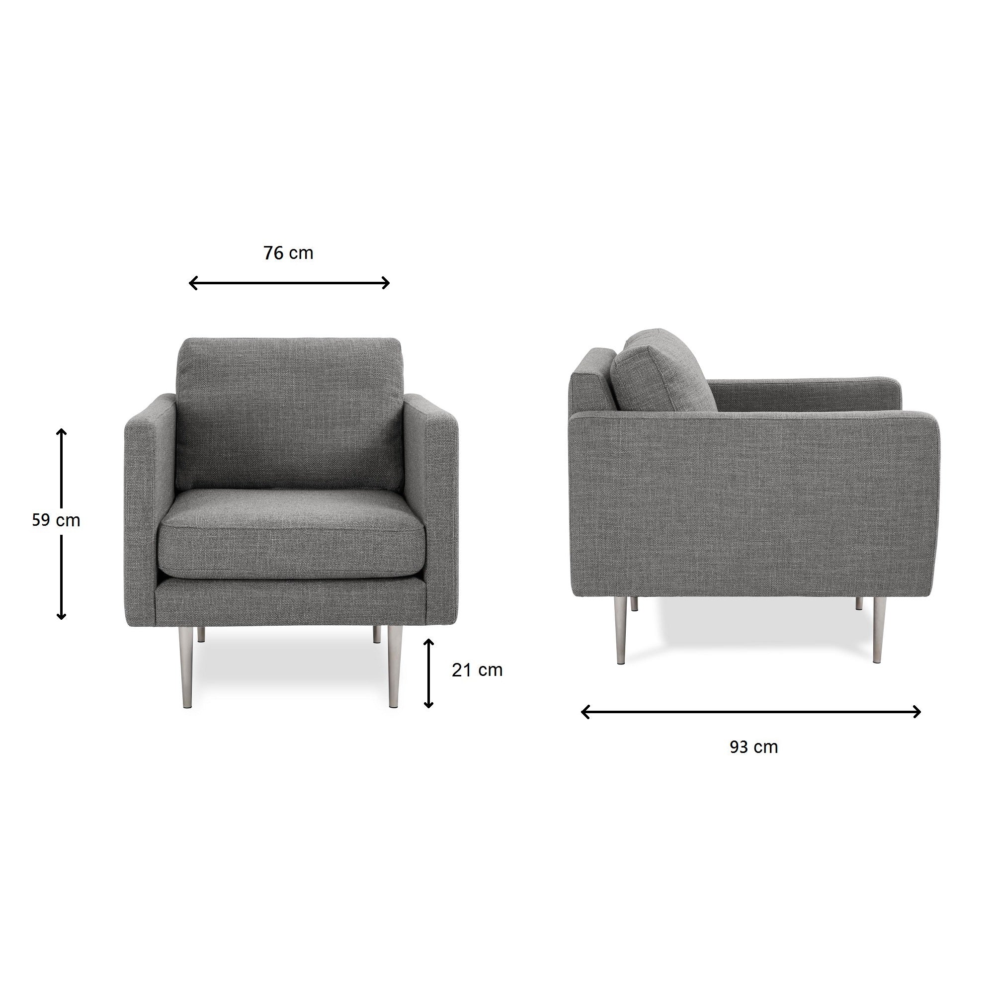 Fauteuil JOREL canevas gris moyen