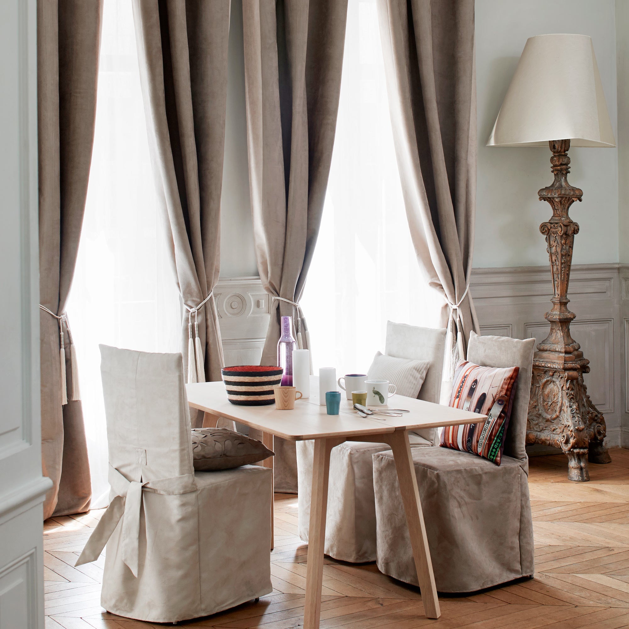 Housse de chaise pli creux MONTANA ficelle