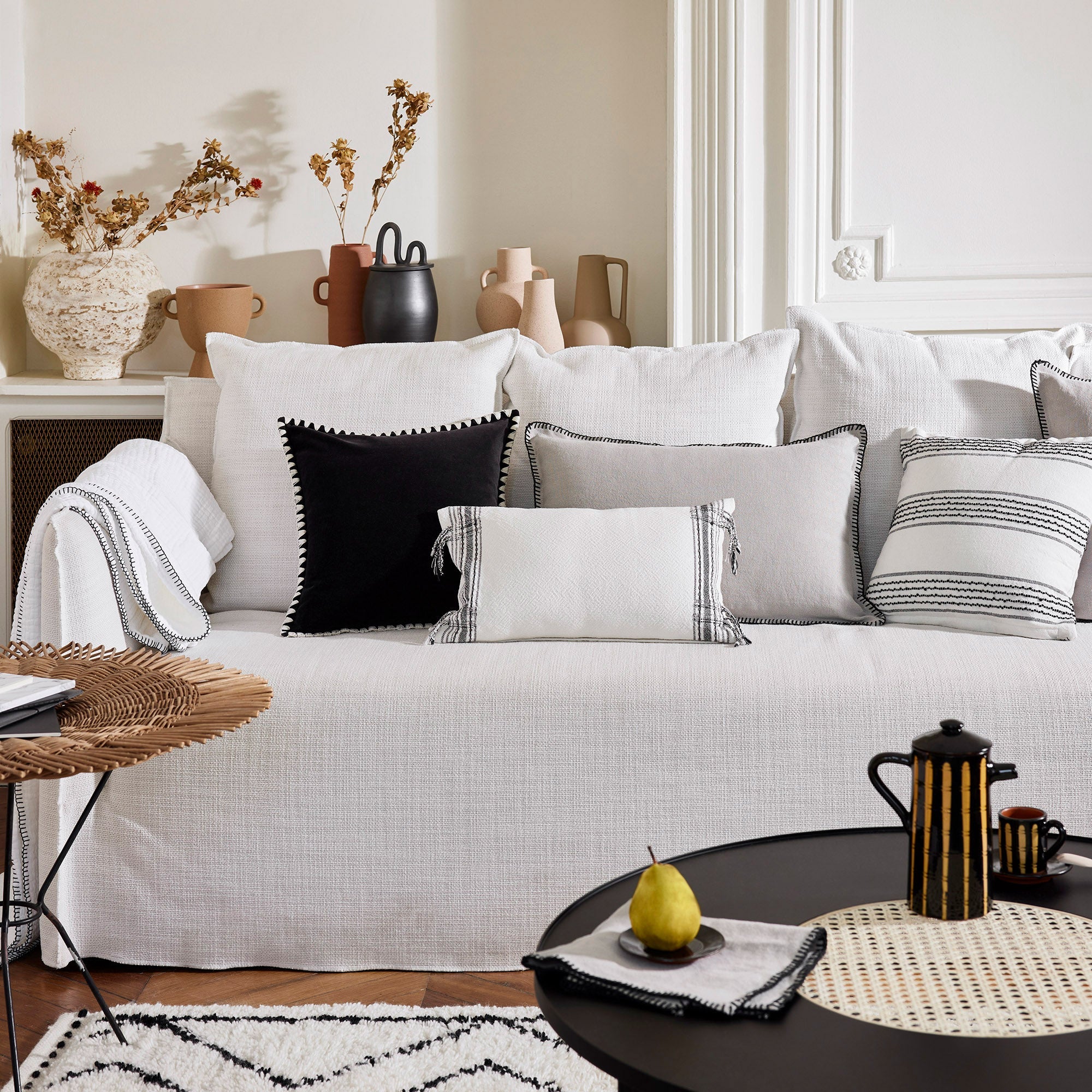 Housse de coussin ANJALI carbone