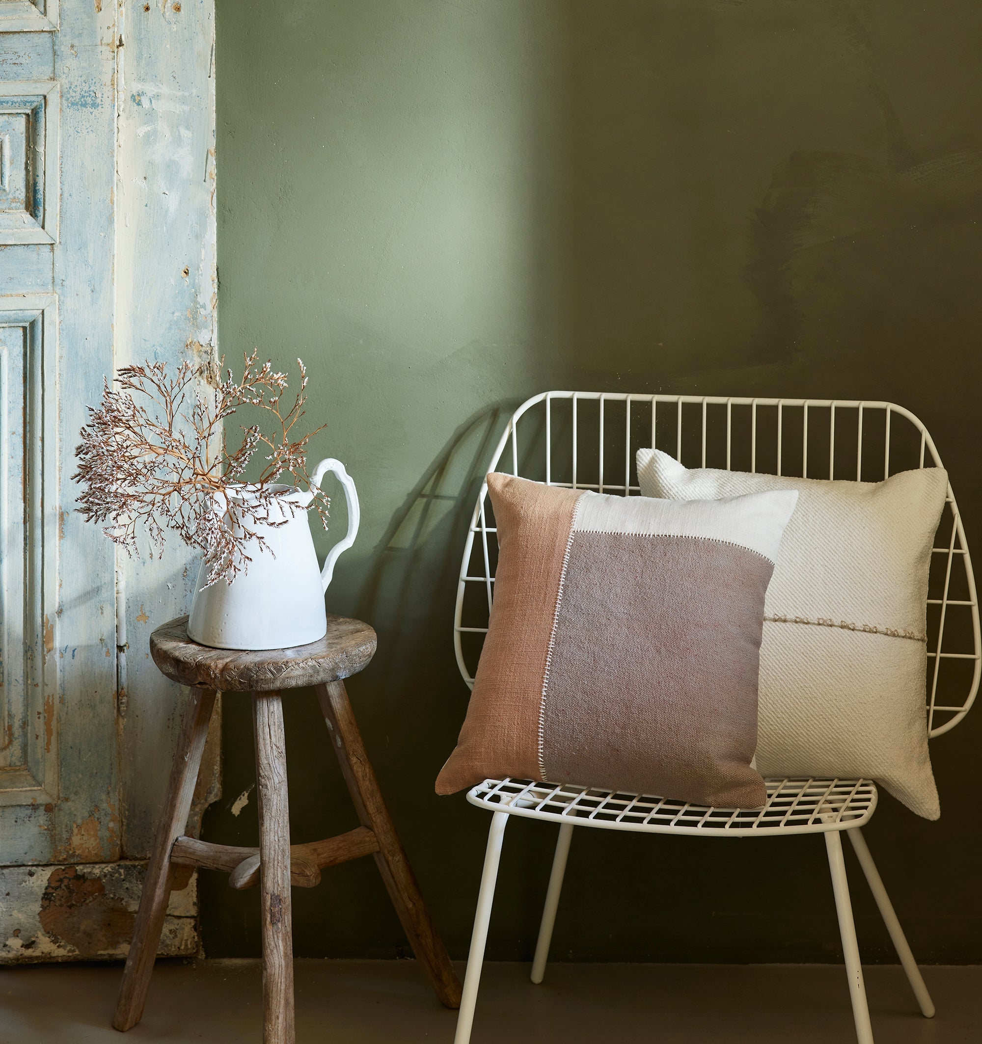 Housse de coussin AREZ sienne et cendré