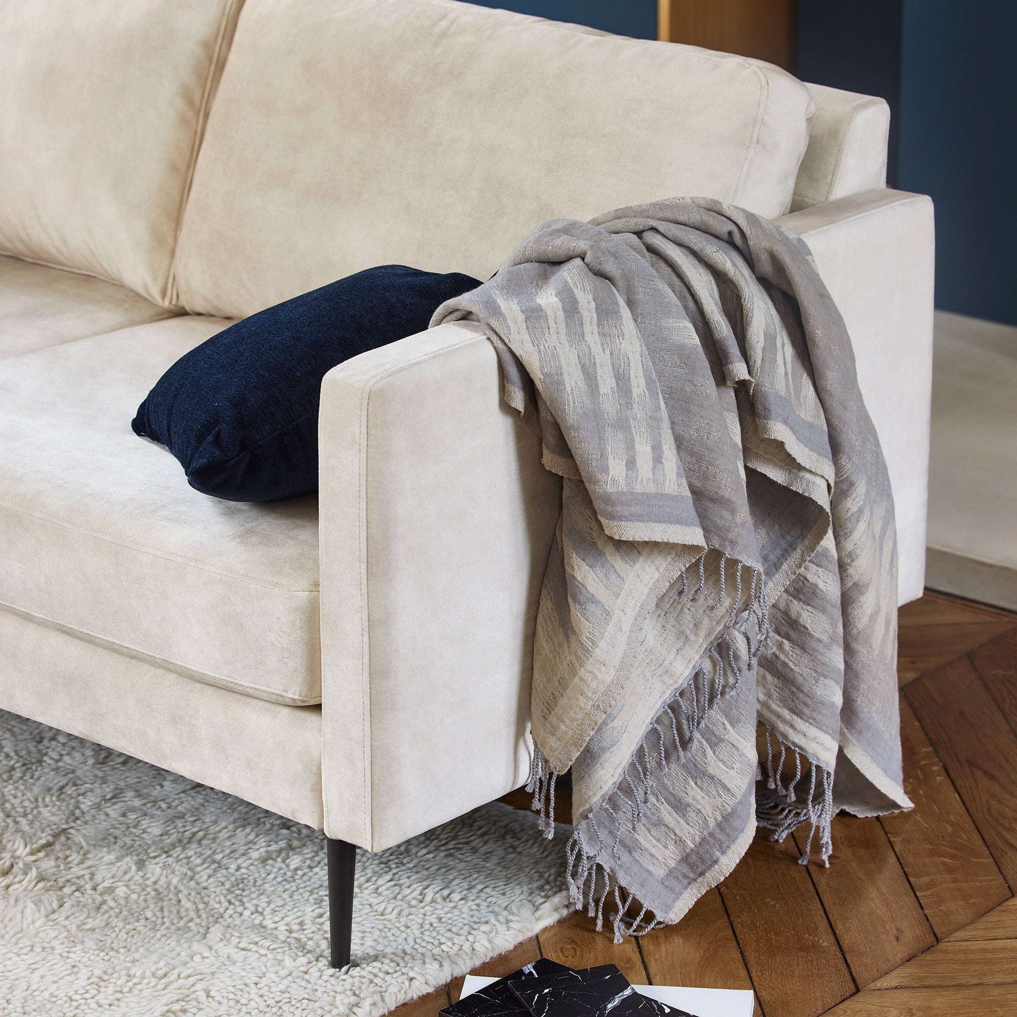 Housse de coussin BAZYL bleu noir