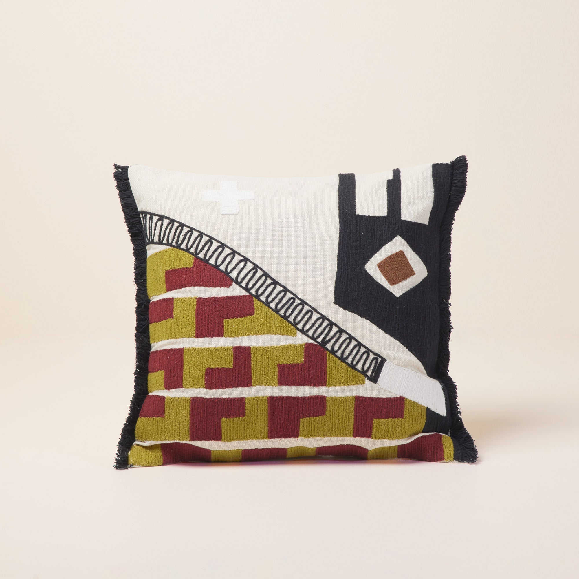 Housse de coussin CAYUTA naturel et sangria