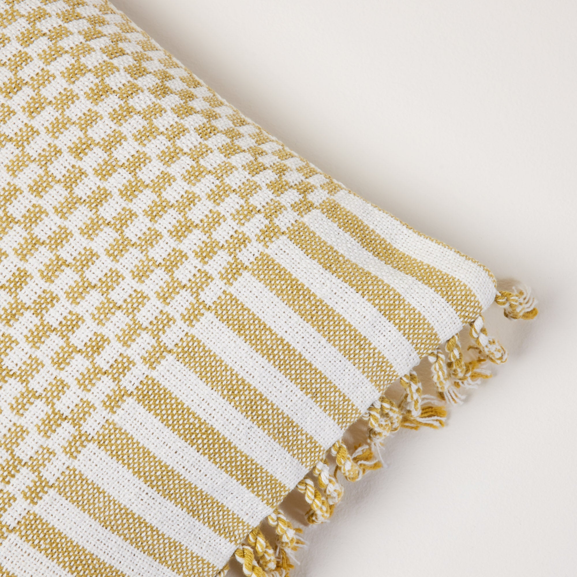 Housse de coussin FARIK ivoire et moutarde