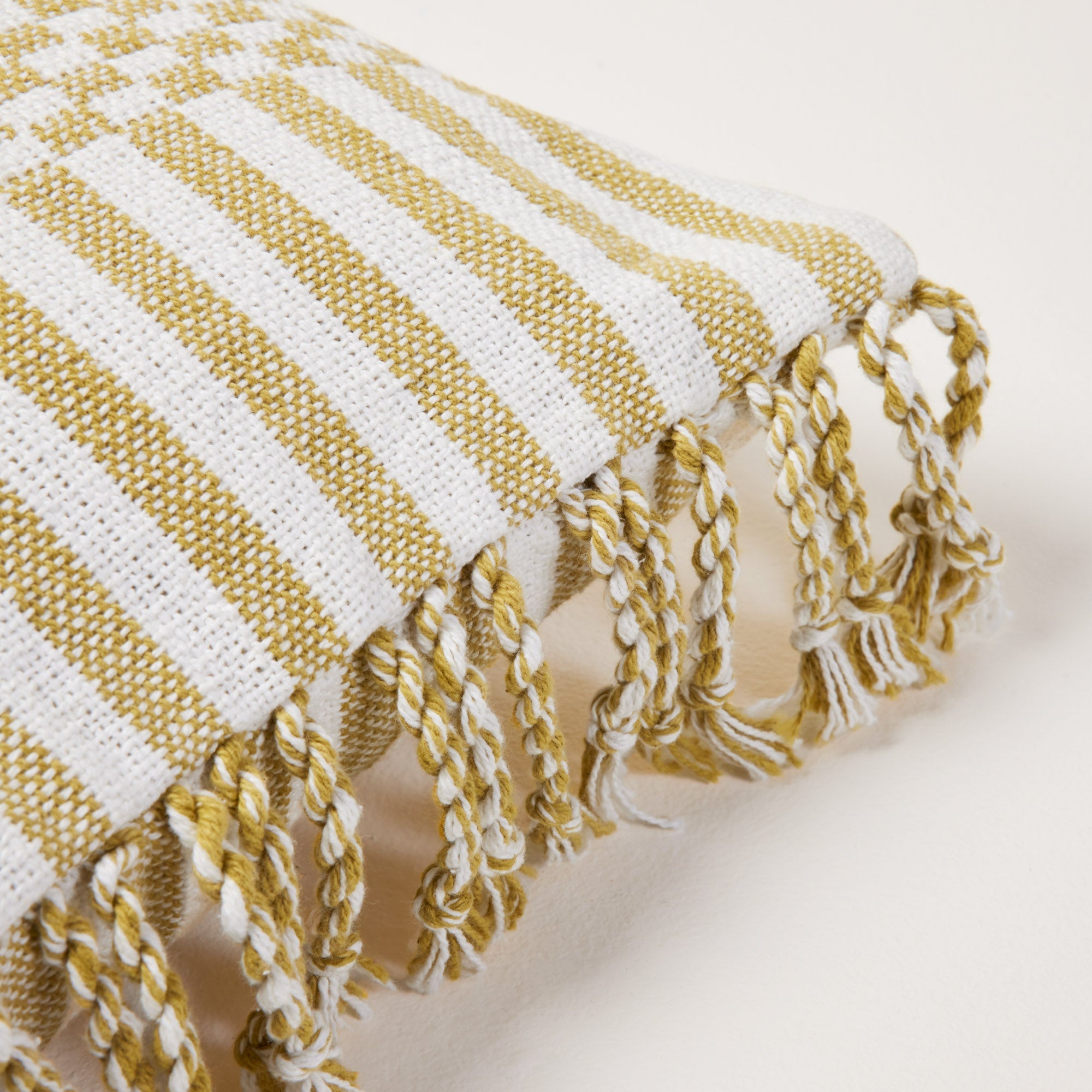 Housse de coussin FARIK ivoire et moutarde