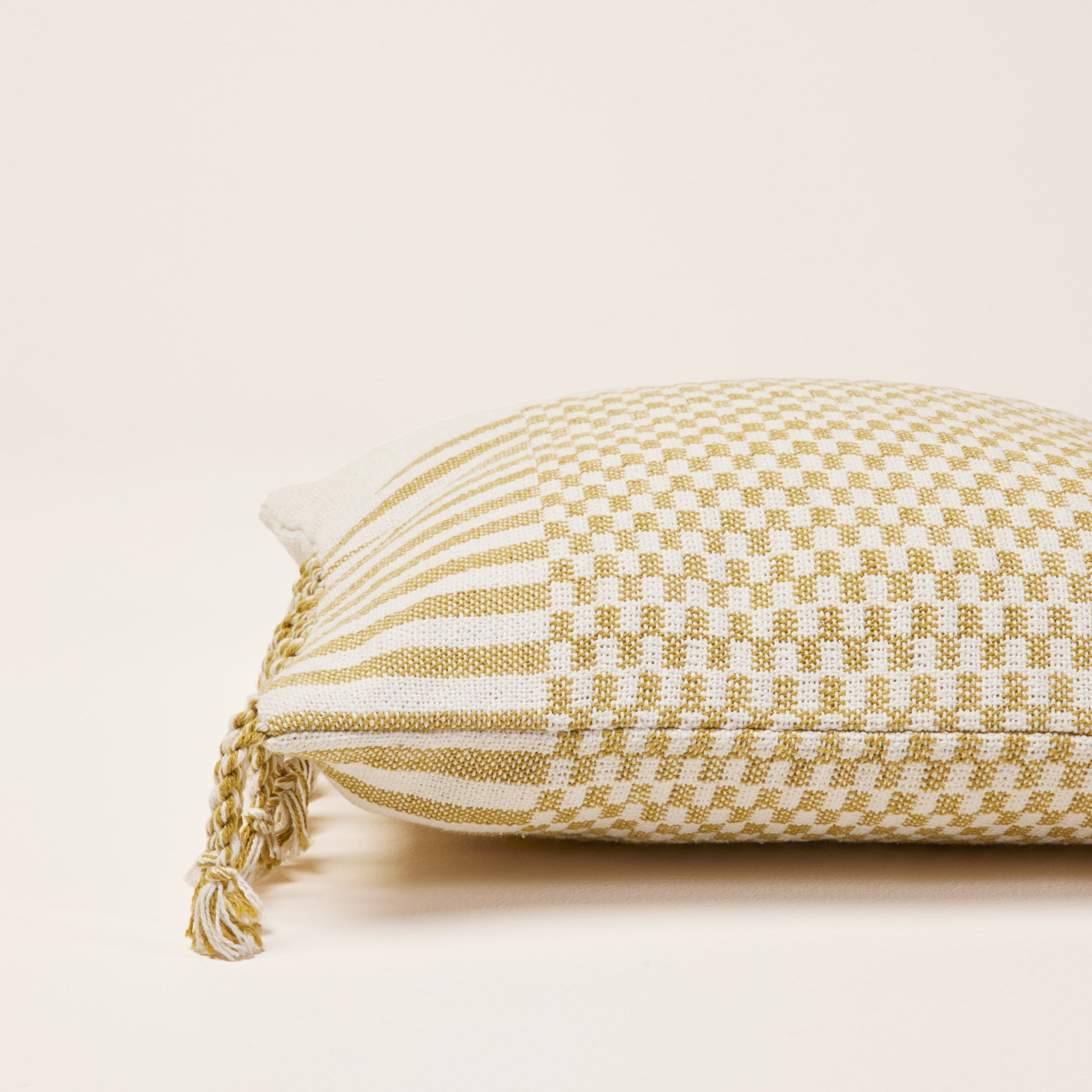 Housse de coussin FARIK ivoire et moutarde