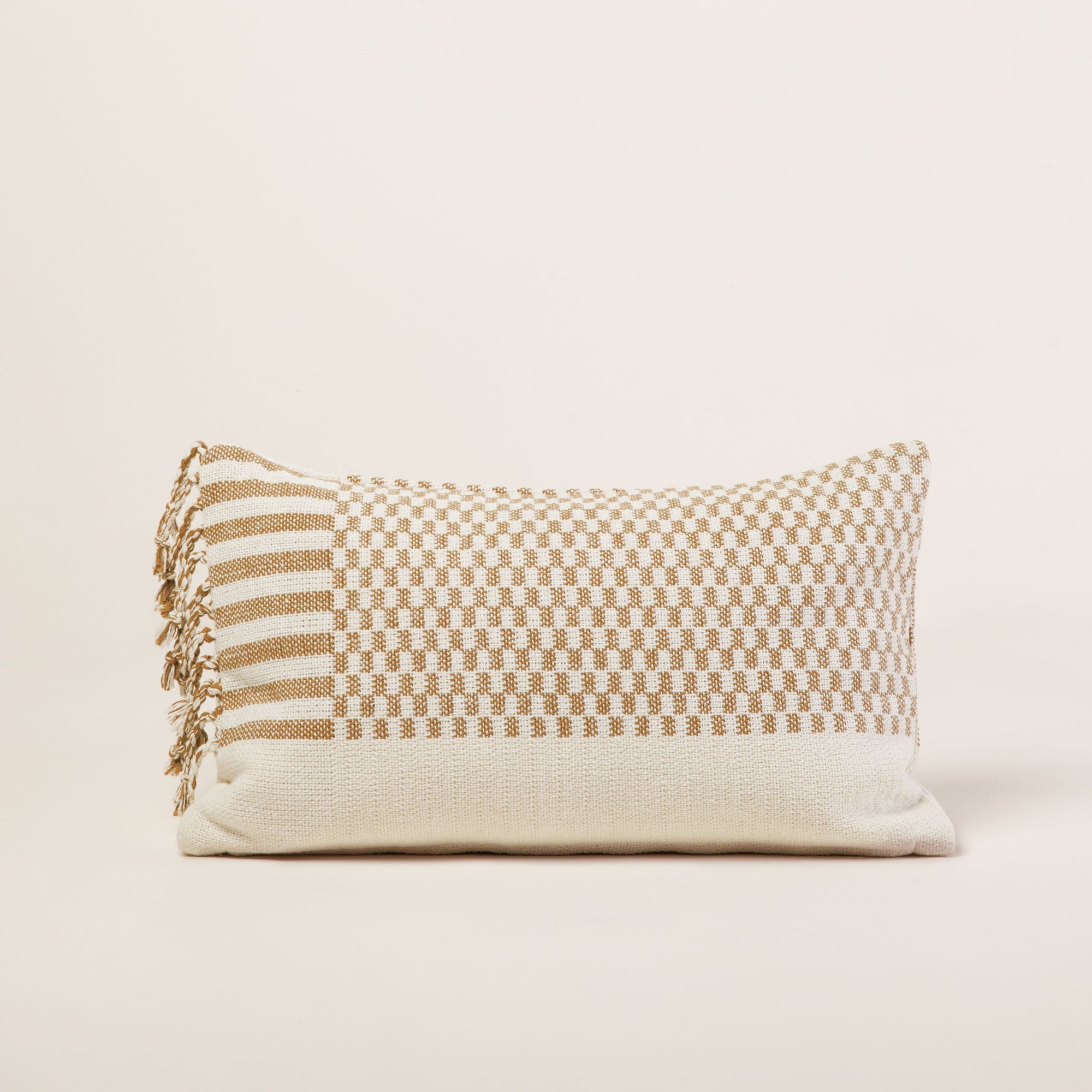 Housse de coussin FARIK ivoire et sépia