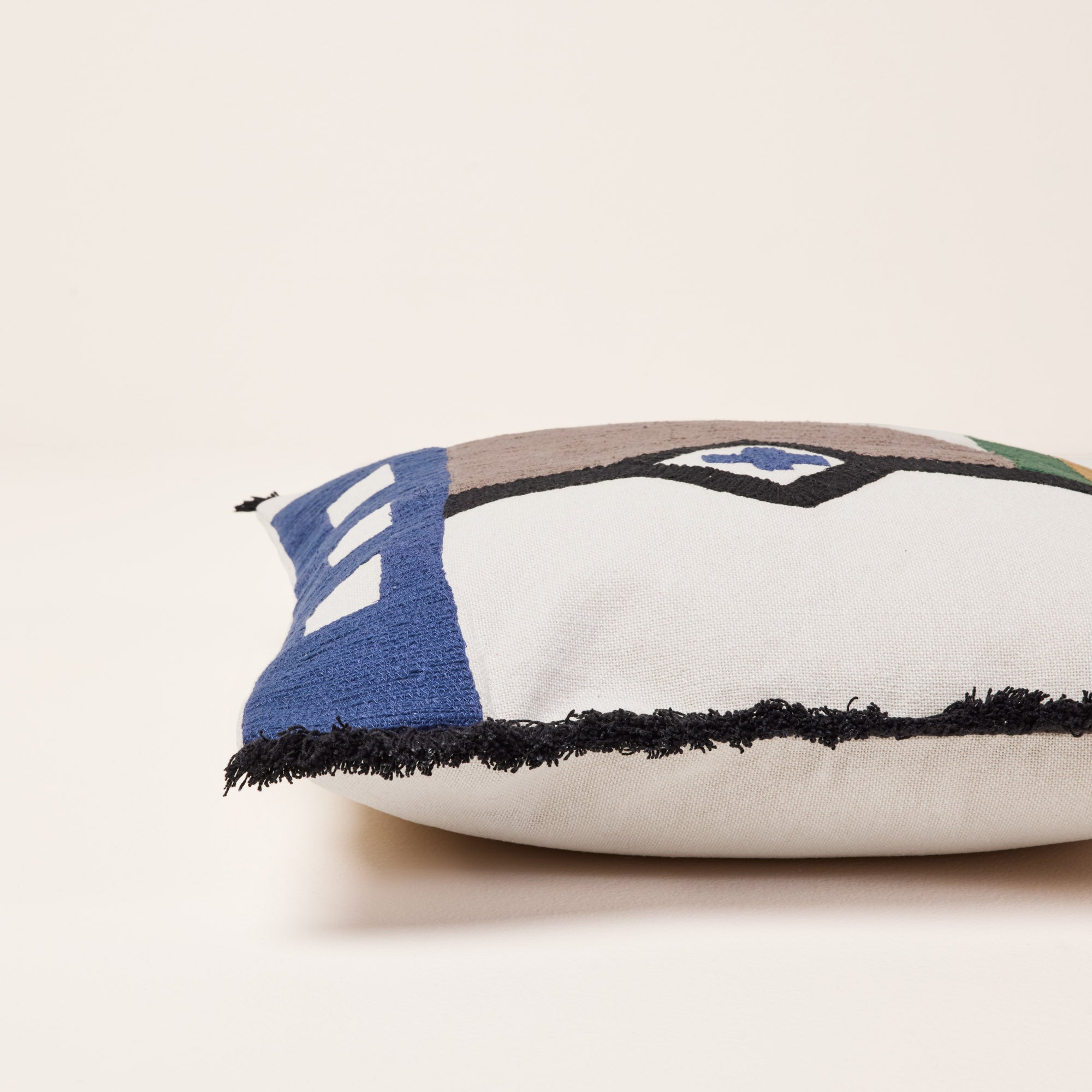 Housse de coussin JALISCO naturel et cobalt