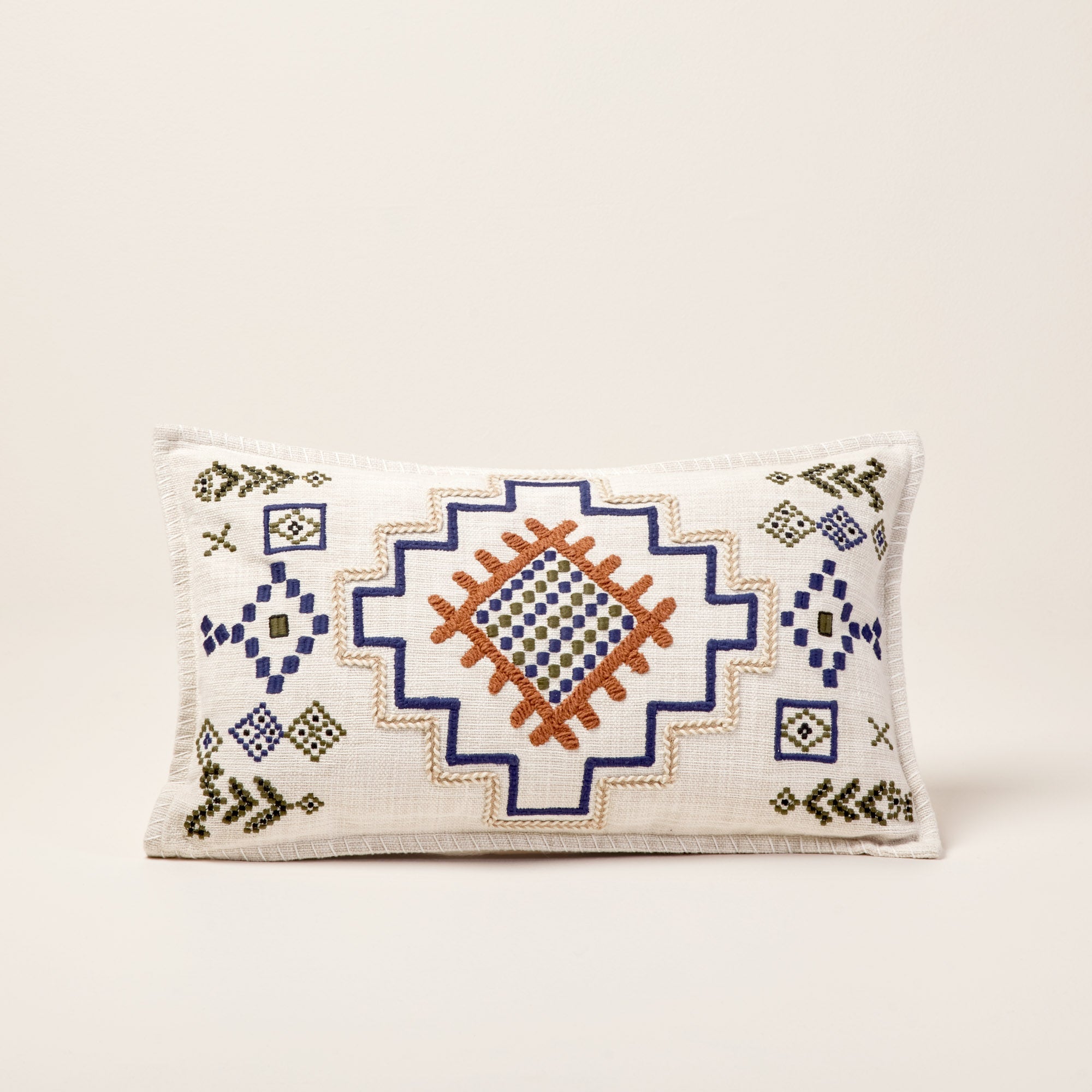 Housse de coussin JUANY naturel et indigo