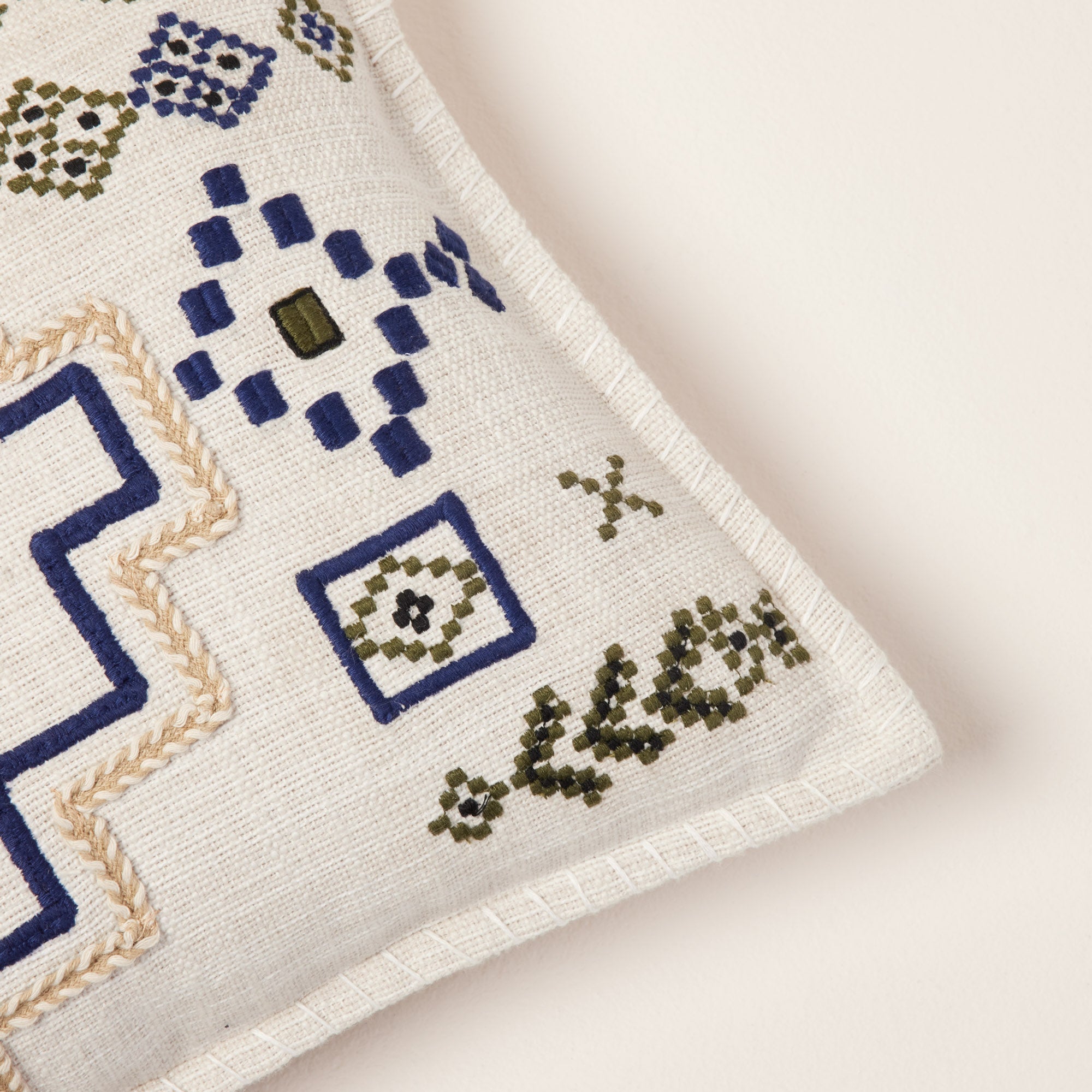 Housse de coussin JUANY naturel et indigo