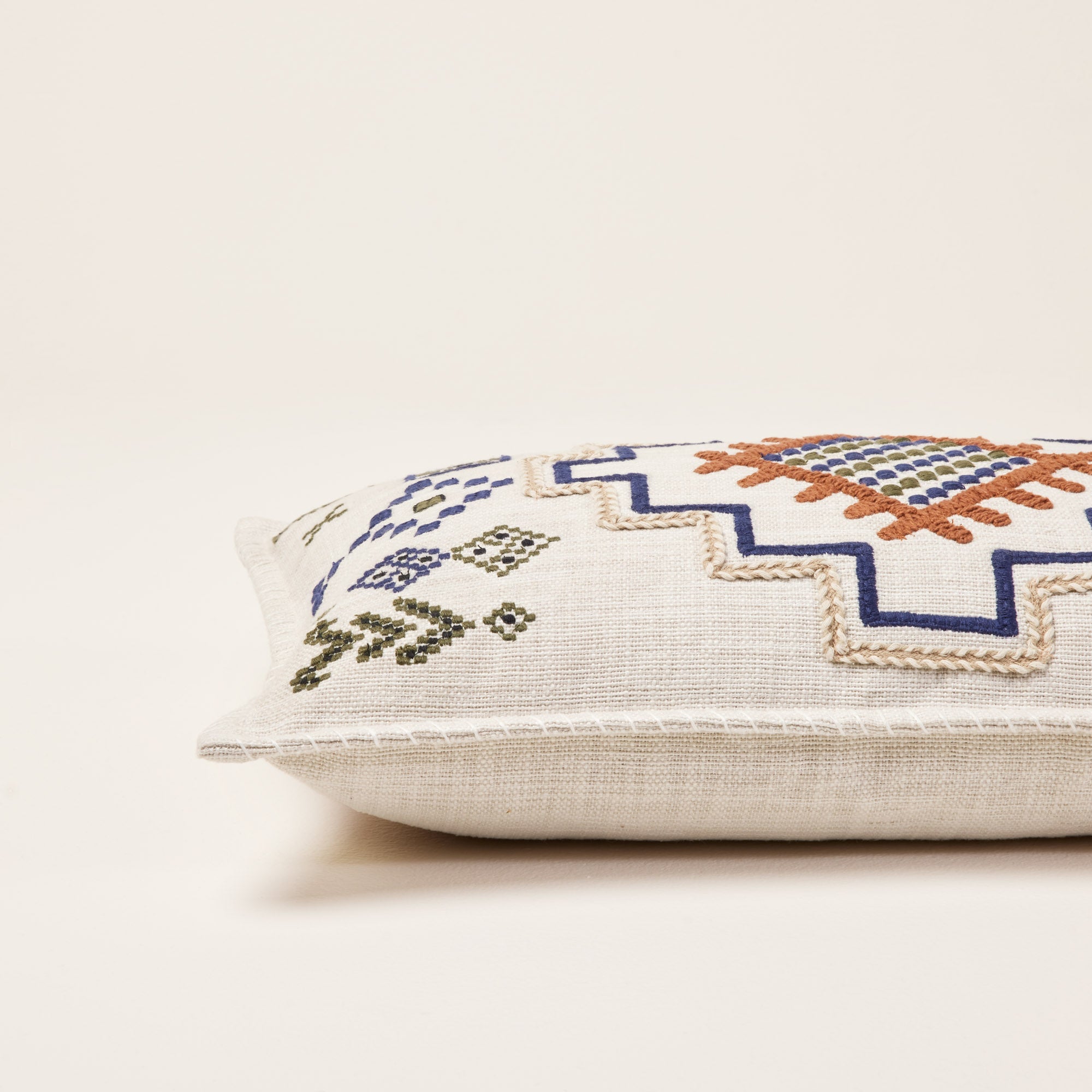 Housse de coussin JUANY naturel et indigo