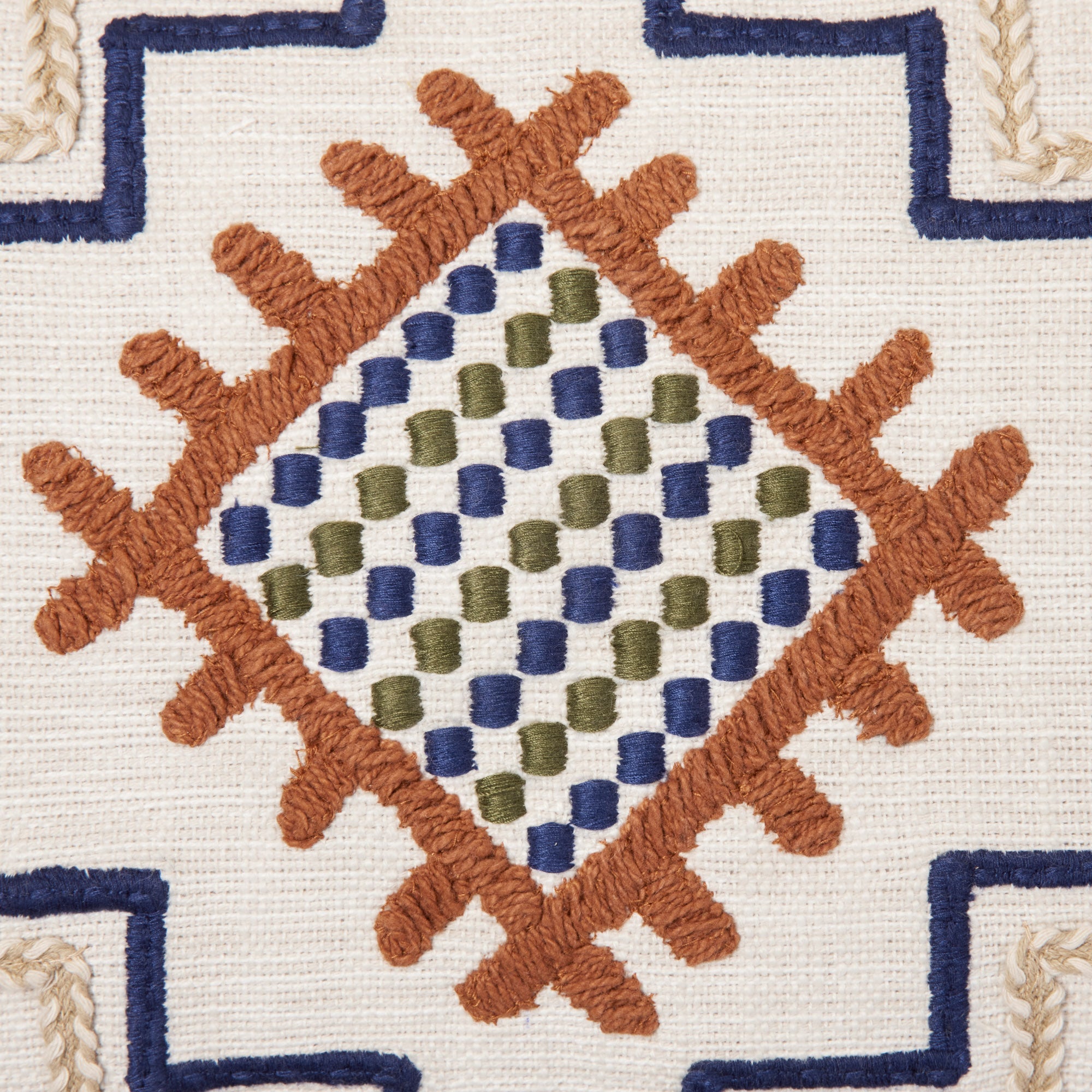 Housse de coussin JUANY naturel et indigo