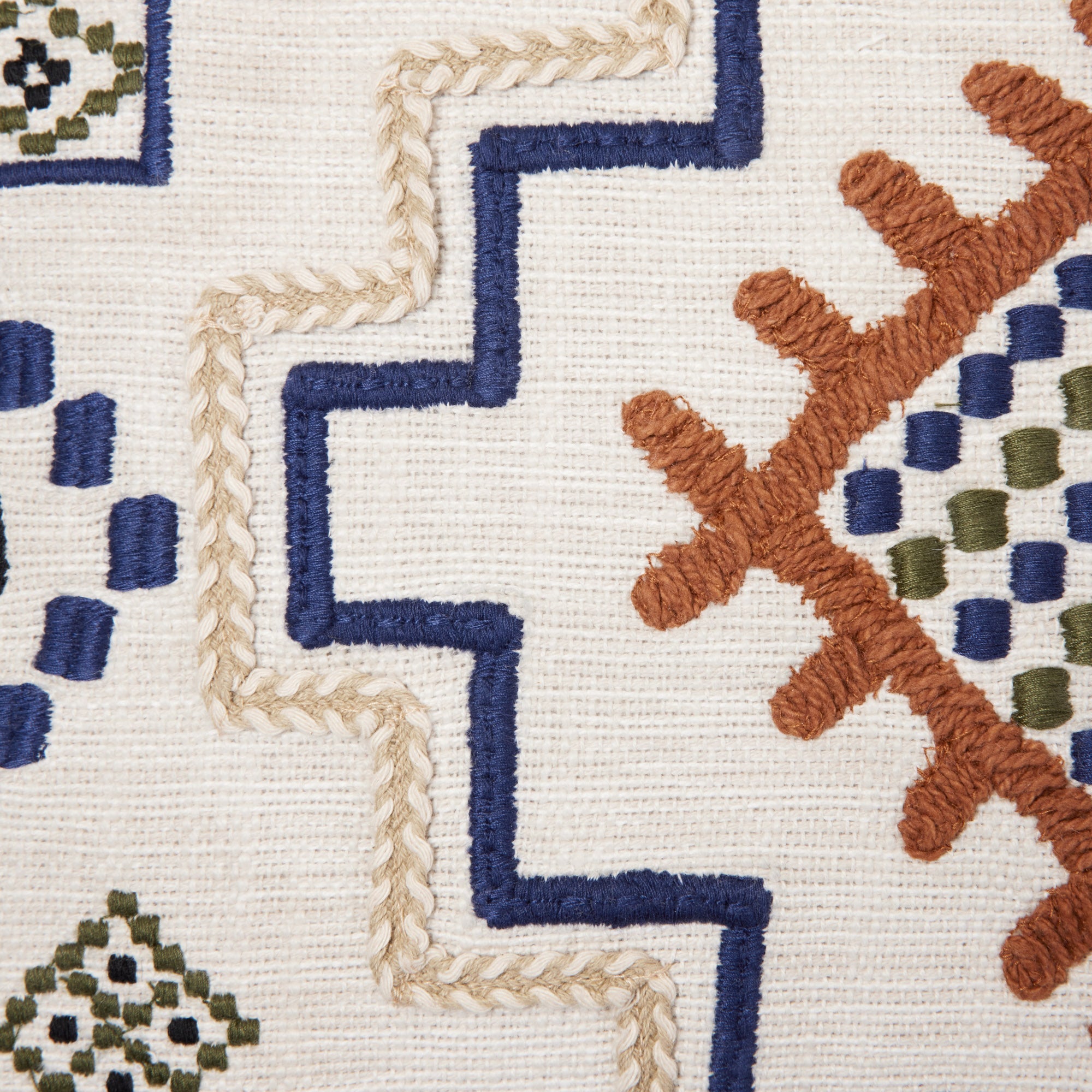 Housse de coussin JUANY naturel et indigo