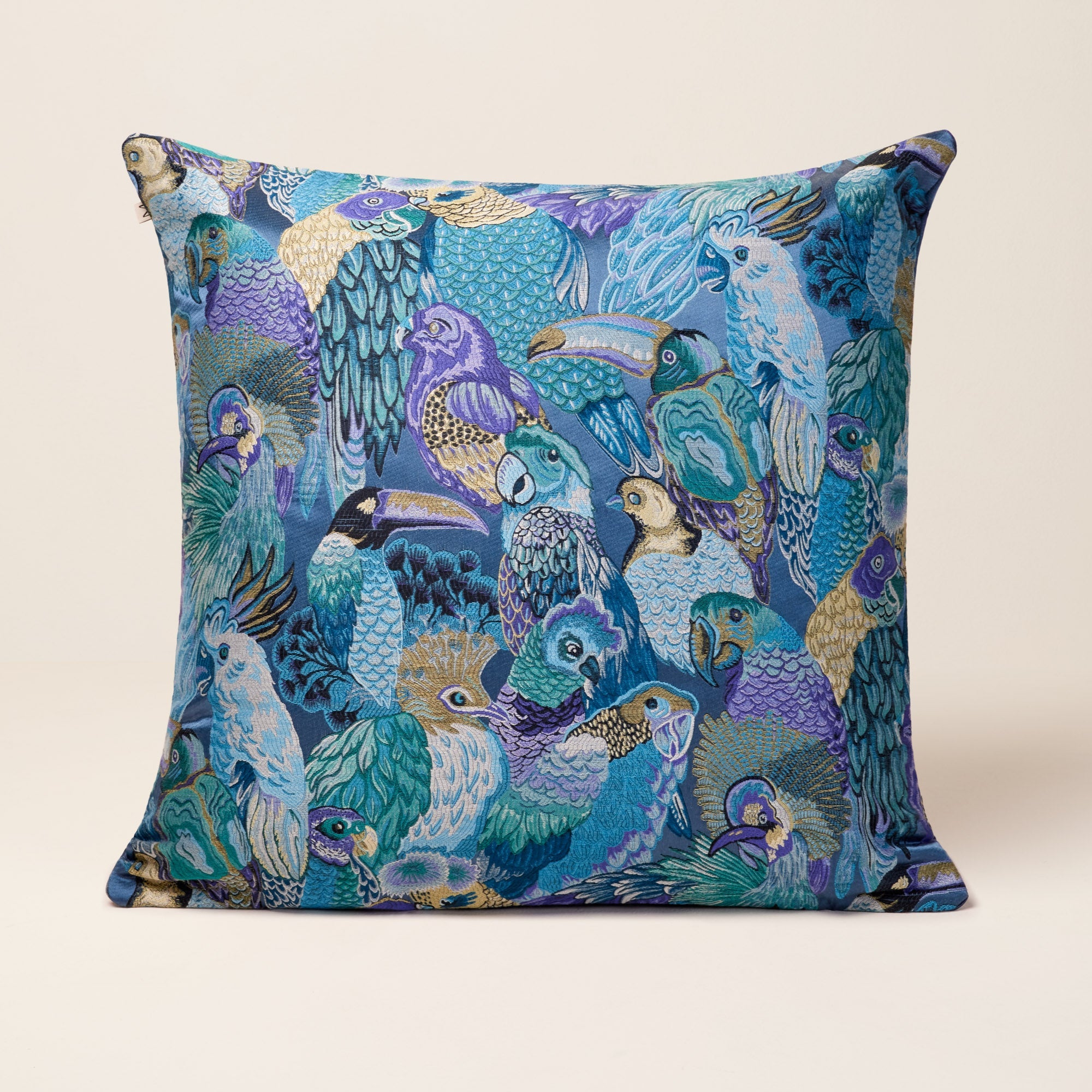 Housse de coussin JUNGLE BIRDS cobalt