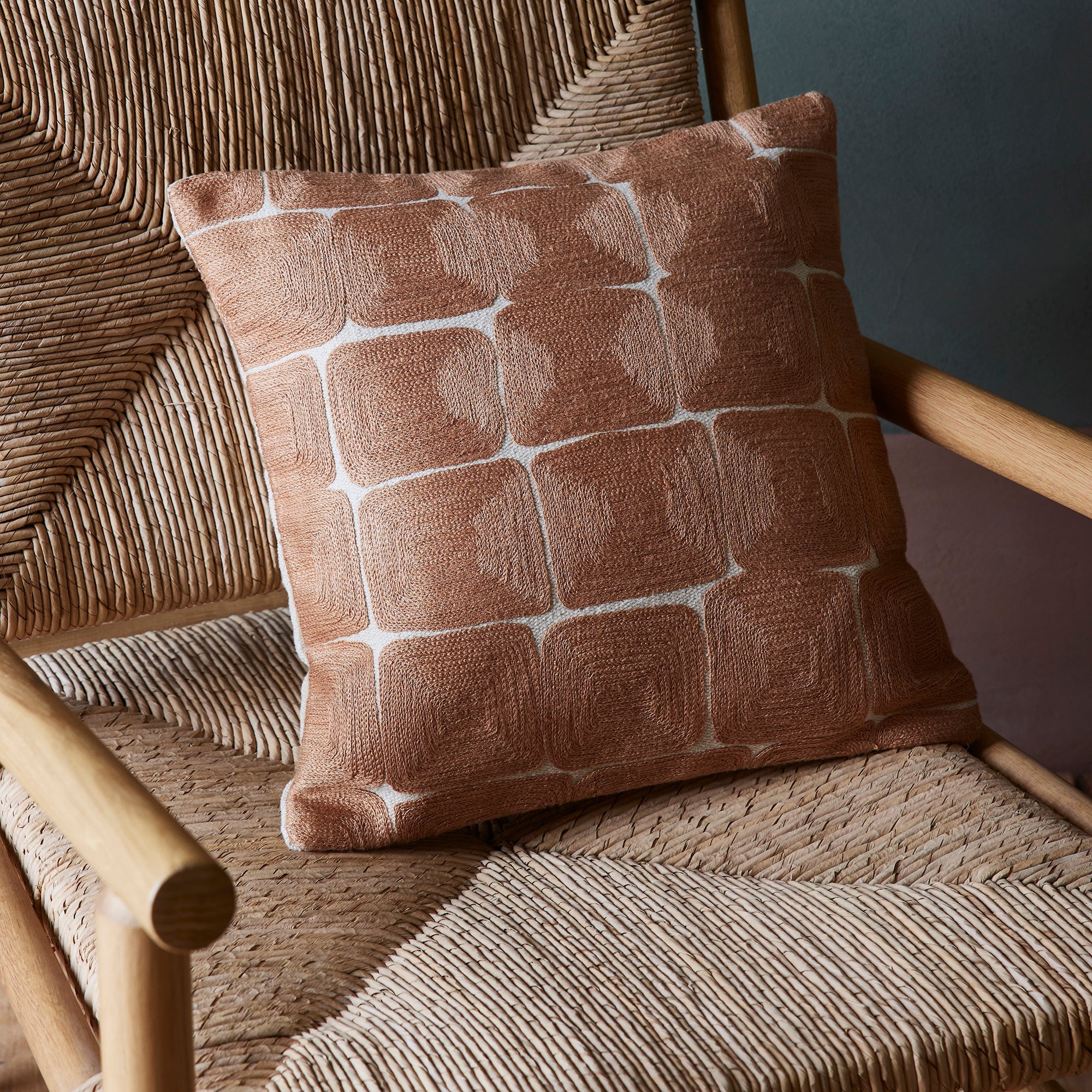 Housse de coussin KARTY naturel et terracotta