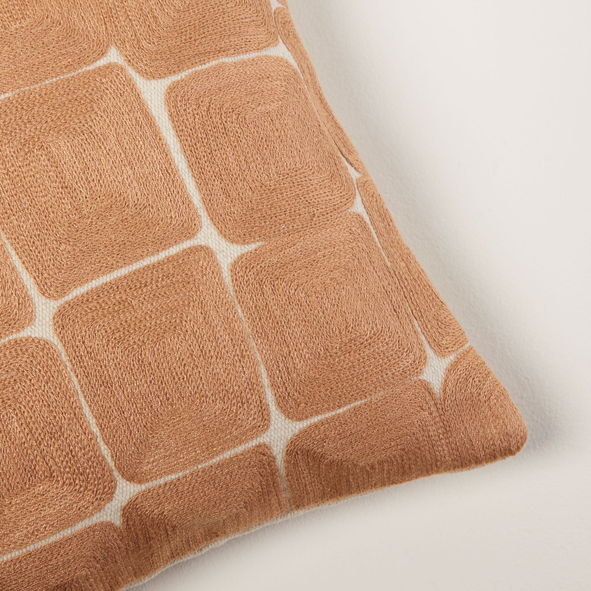 Housse de coussin KARTY naturel et terracotta