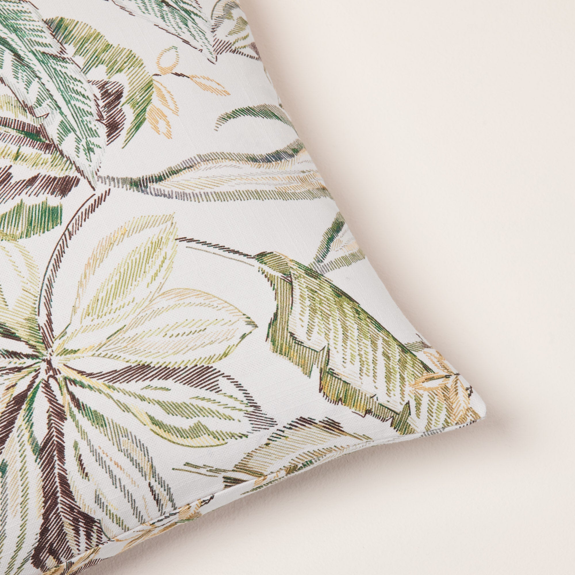 Housse de coussin KELADY ivoire et verts