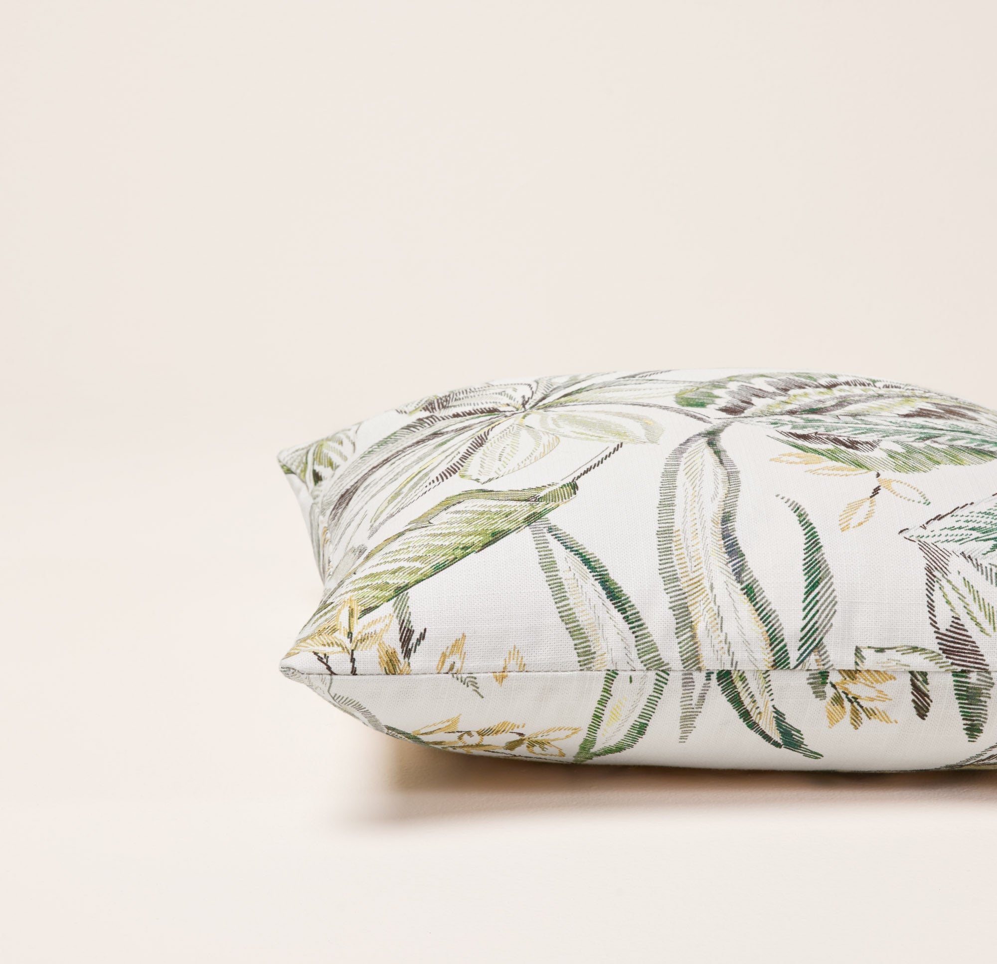 Housse de coussin KELADY ivoire et verts