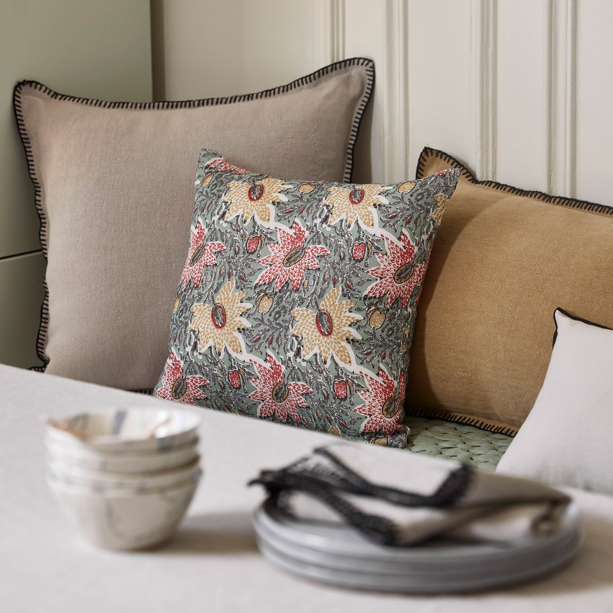 Housse de coussin KEYA vert de gris