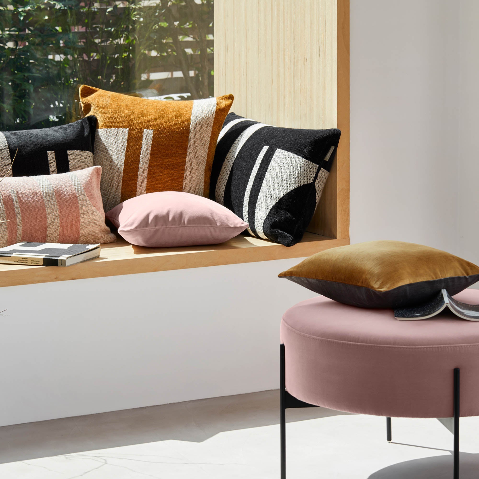 Housse de coussin NILS moutarde et naturel