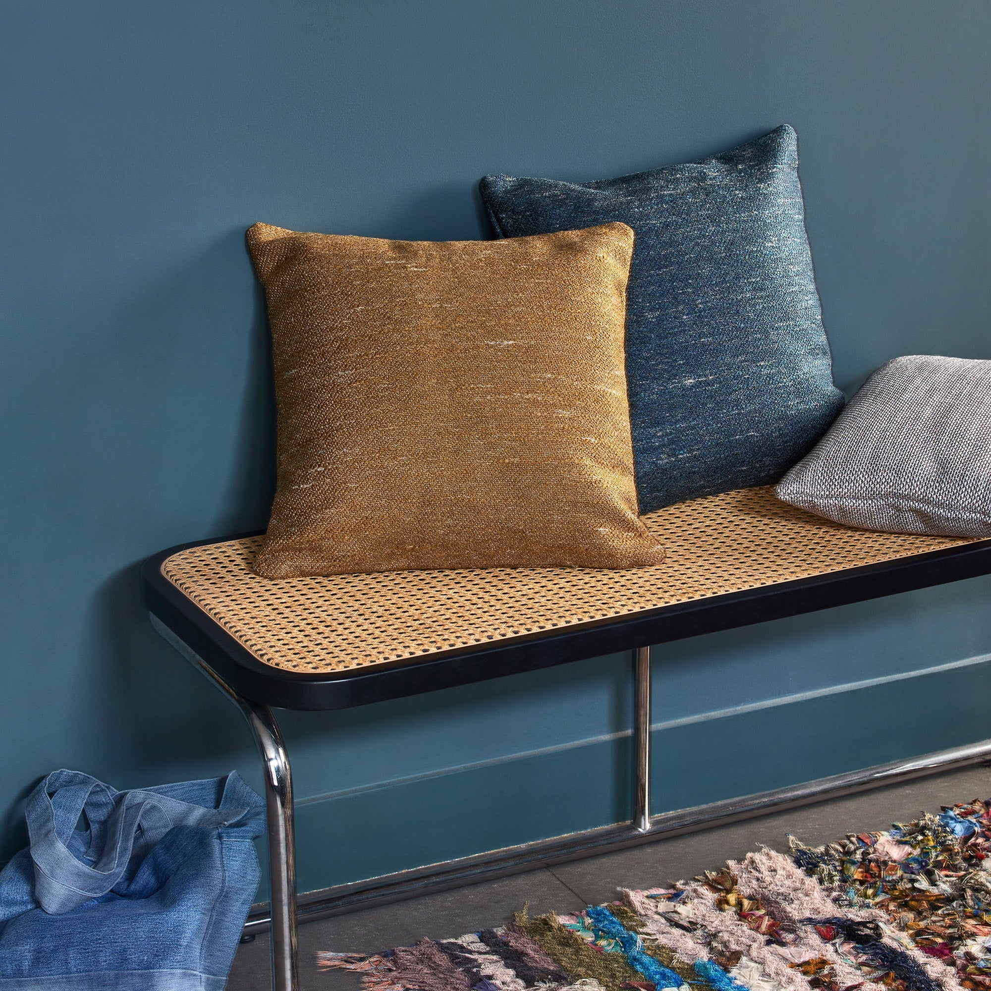 Housse de coussin ORSSO pétrole chiné