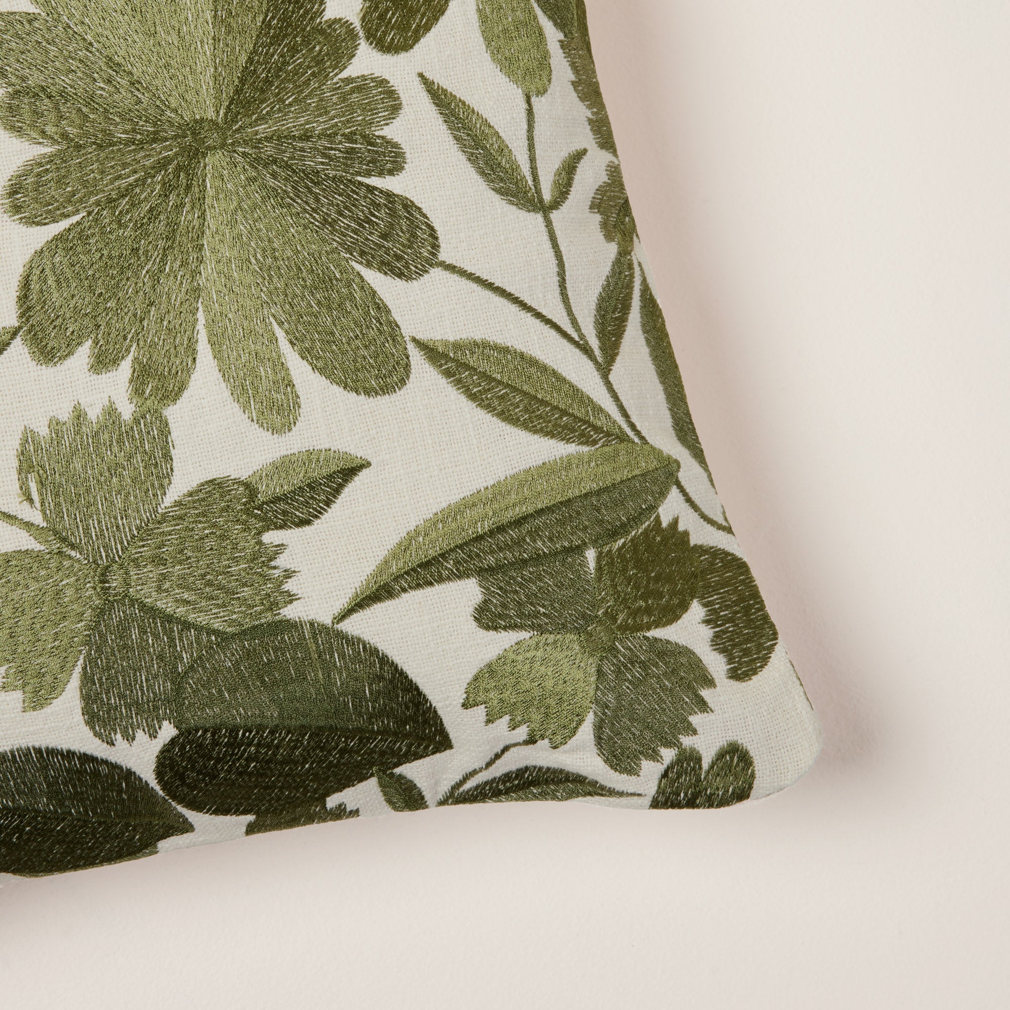 Housse de coussin OXALIE ivoire et vert