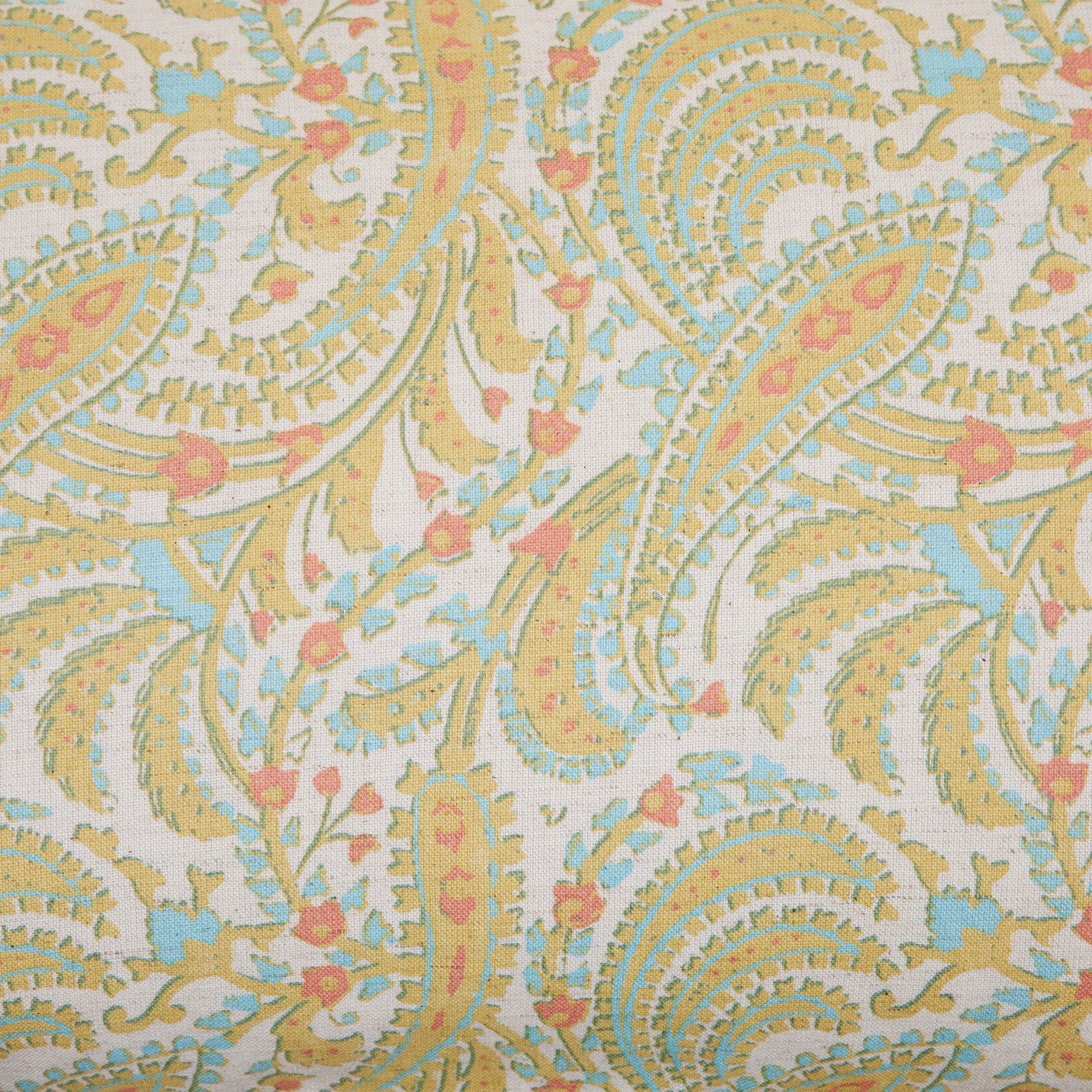 Housse de coussin PADMA jaune indien et écru