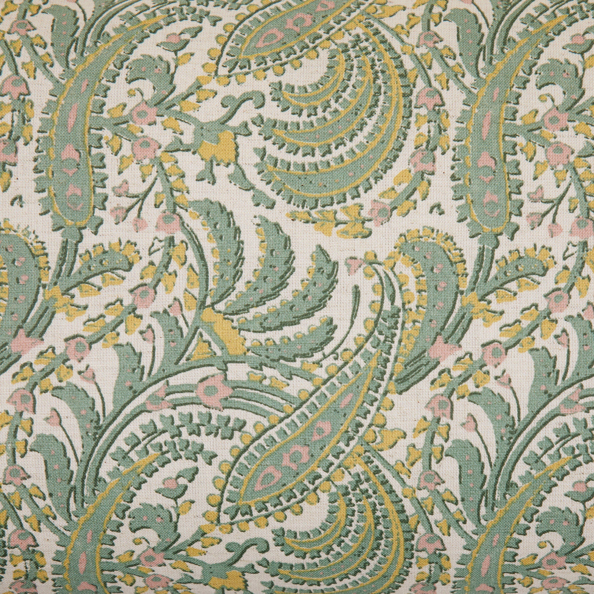 Housse de coussin PADMA vert de gris et écru