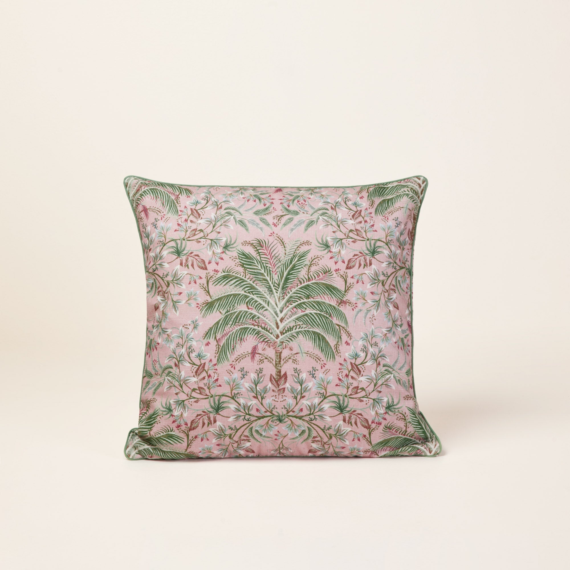 Housse de coussin UBARI rose pétale et vert