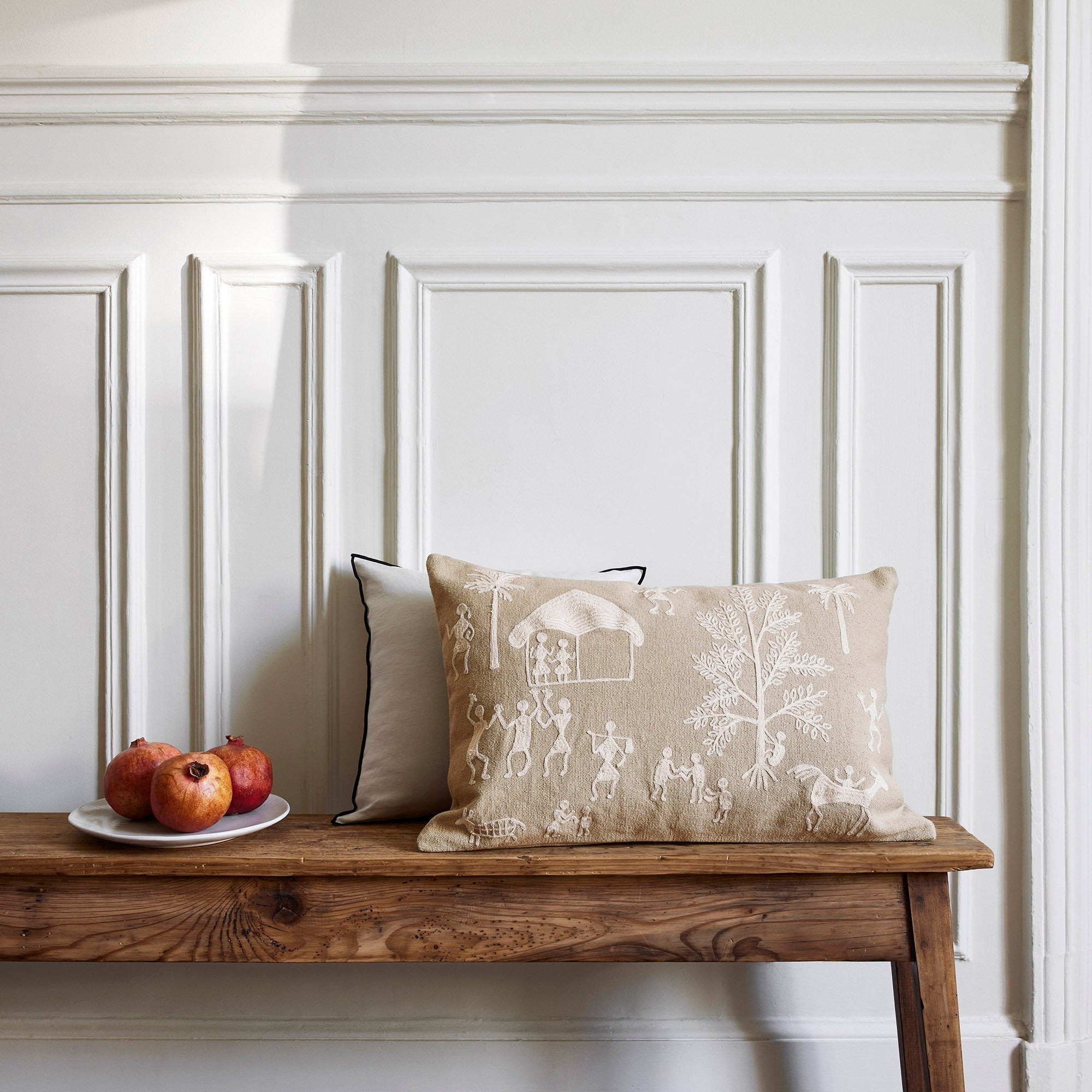 Housse de coussin WARLI beige et écru