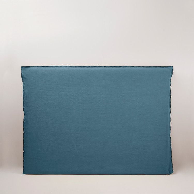 Housse de tête de lit NINO indigo et feston noir
