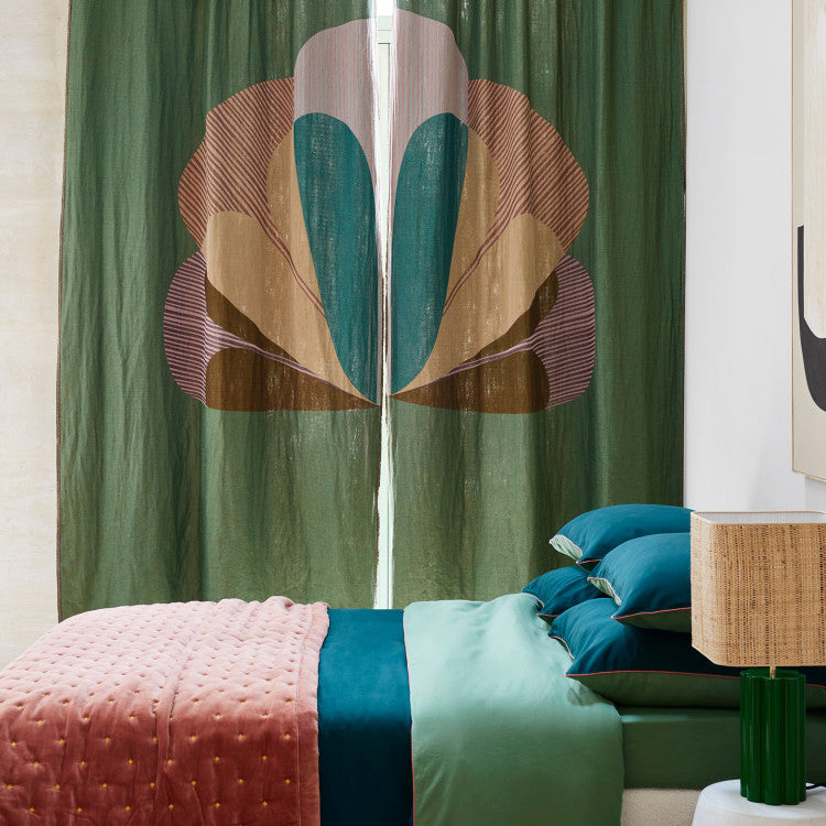 Lot de 2 panneaux CALYPSO vert loden et rose