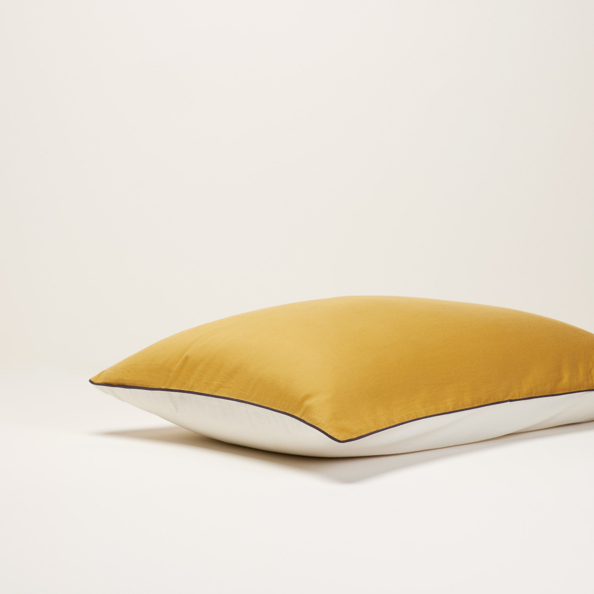 Lot de 2 taies d'oreiller ADEN sable blanc et moutarde