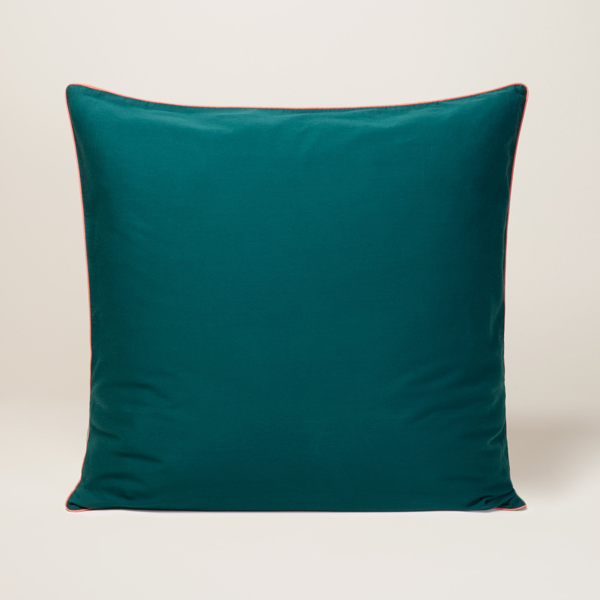 Lot de 2 taies d'oreiller ADEN vert loden et corail