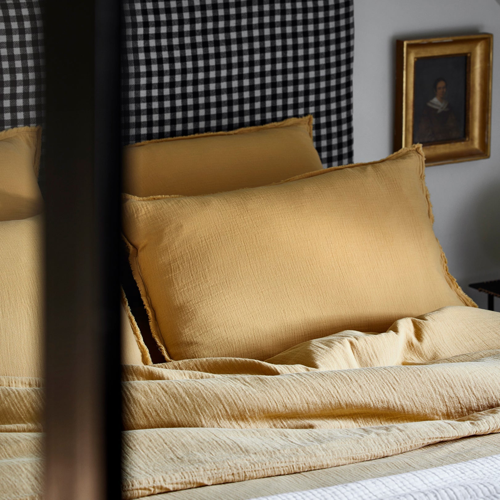 Lot de 2 taies d'oreiller LOU jaune paille