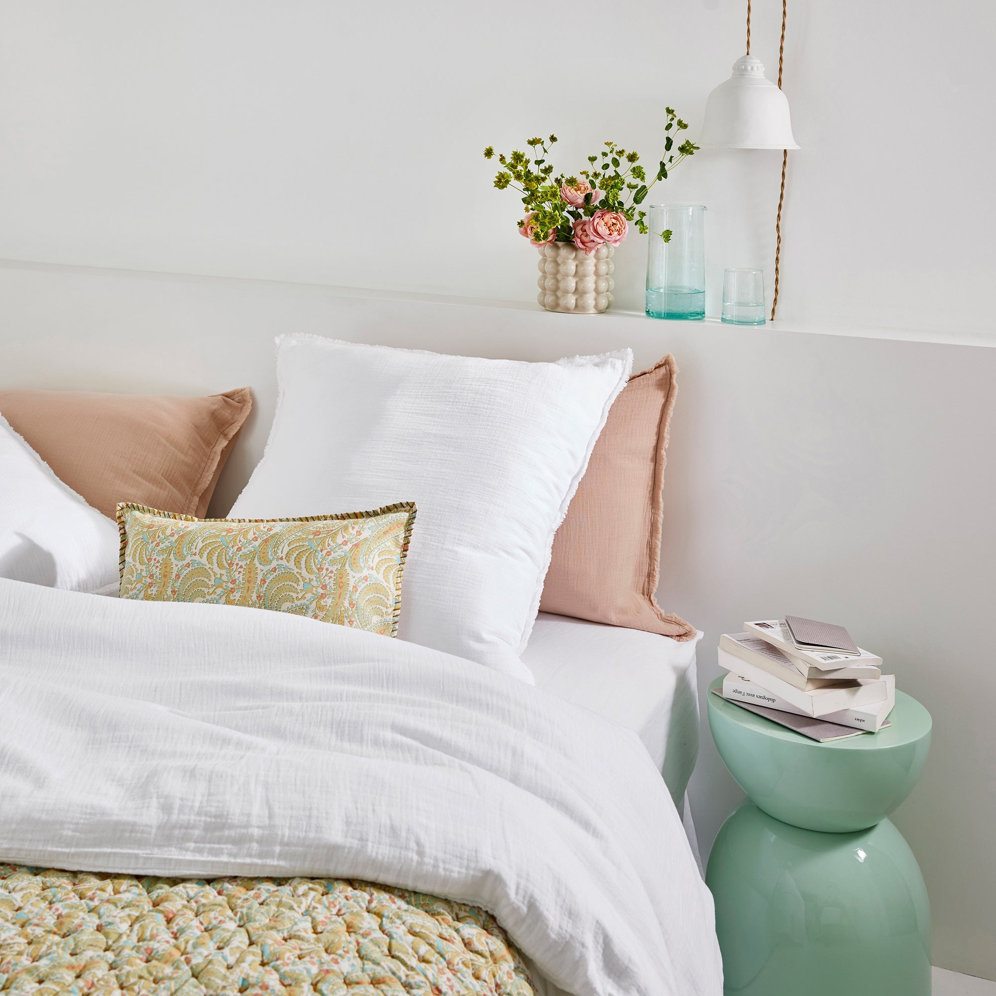 Lot de 2 taies d'oreiller LOU blanc coton
