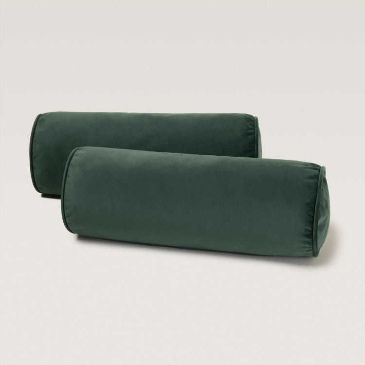 Lot de 2 traversins CESARE velours vert pin