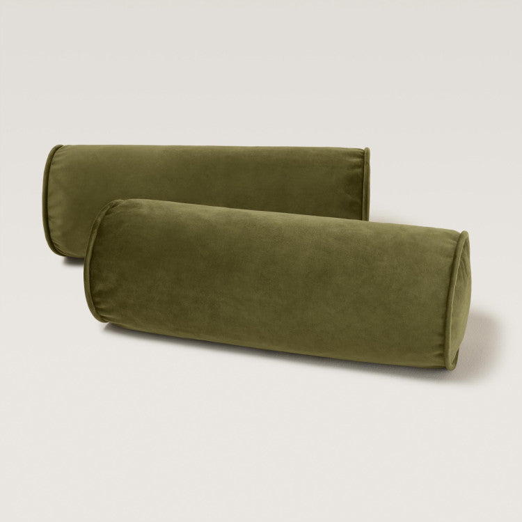 Lot de 2 traversins CESARE velours olivine