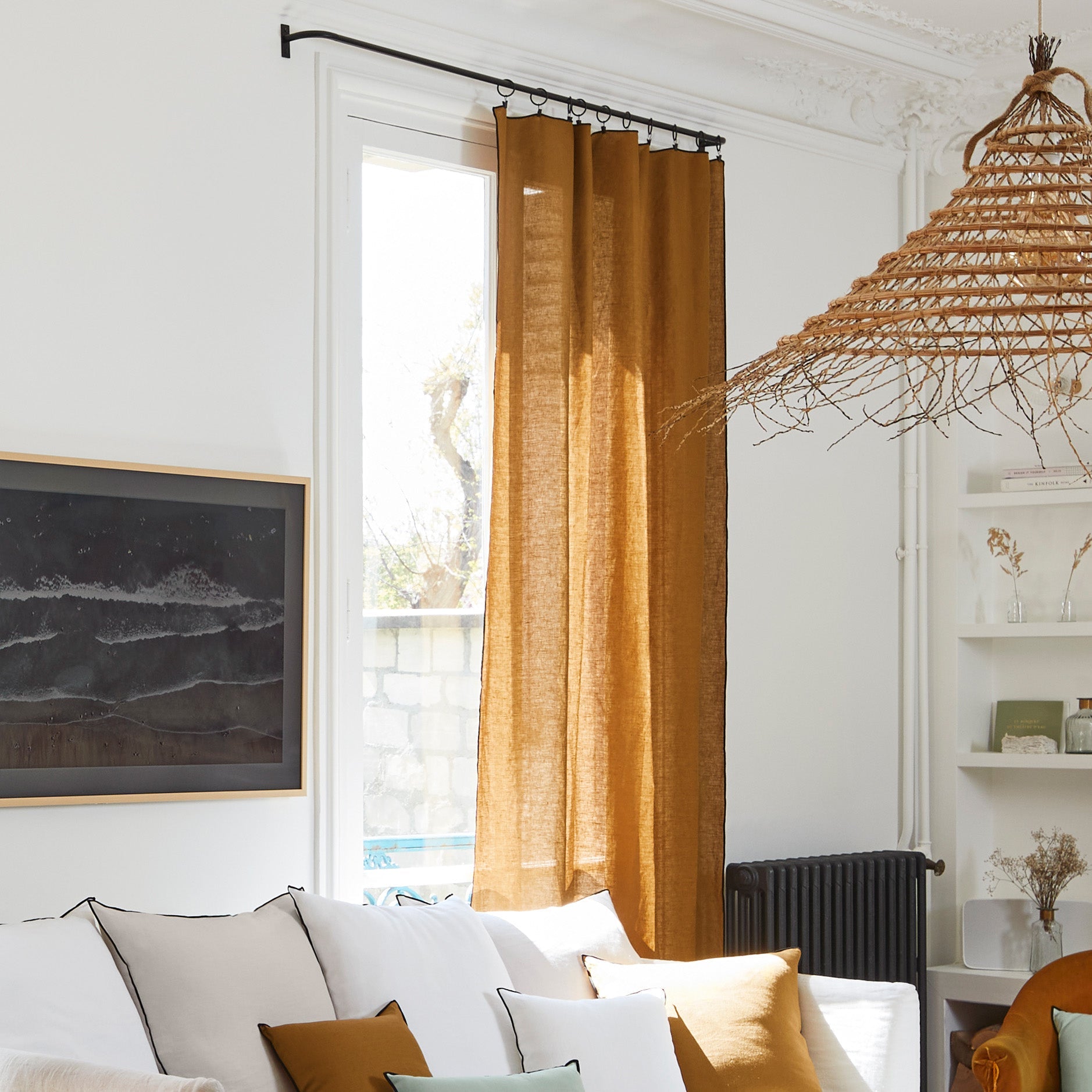 Rideau panneau CARLINA bronze et bourdon noir