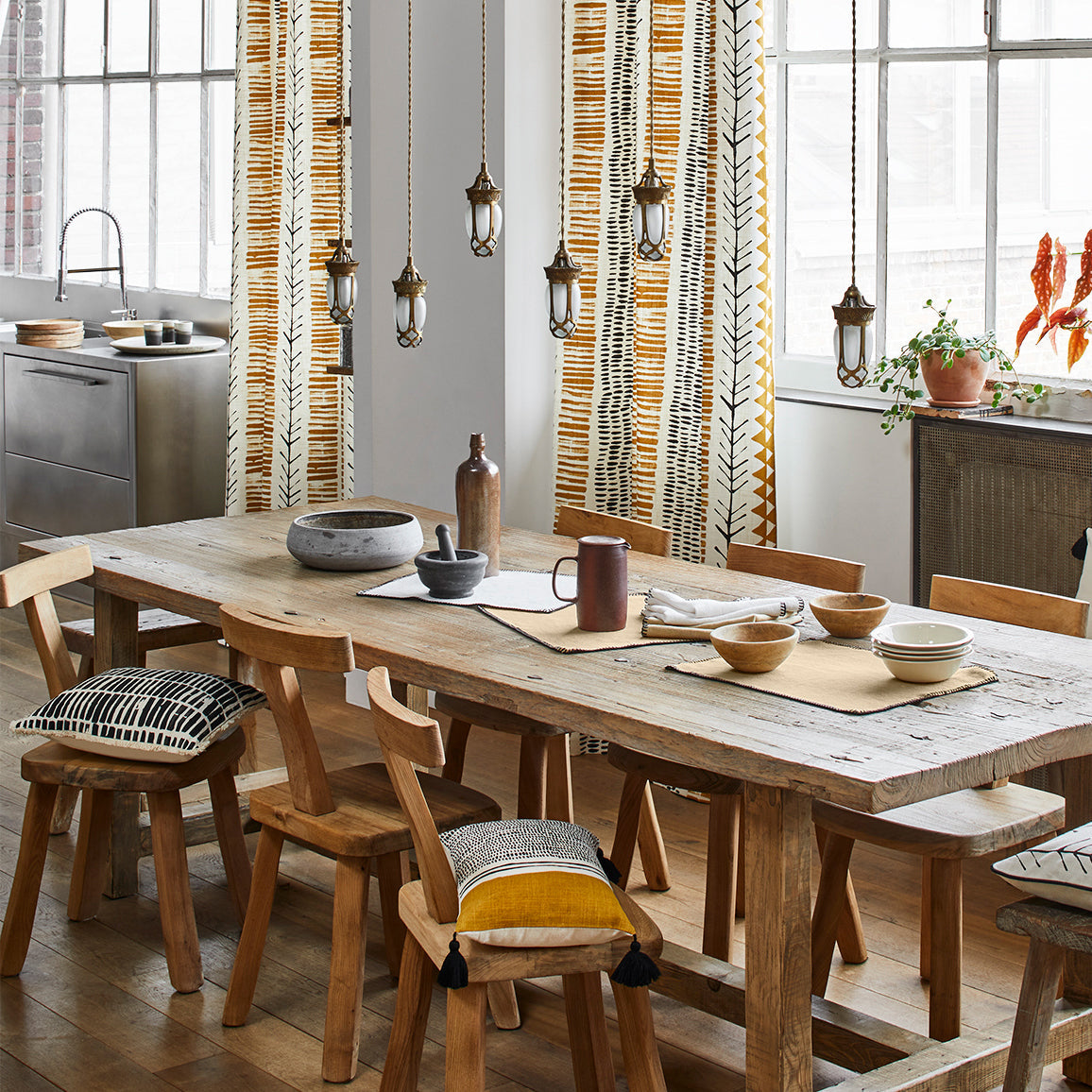 Panneau MAHDI naturel ocre et noir