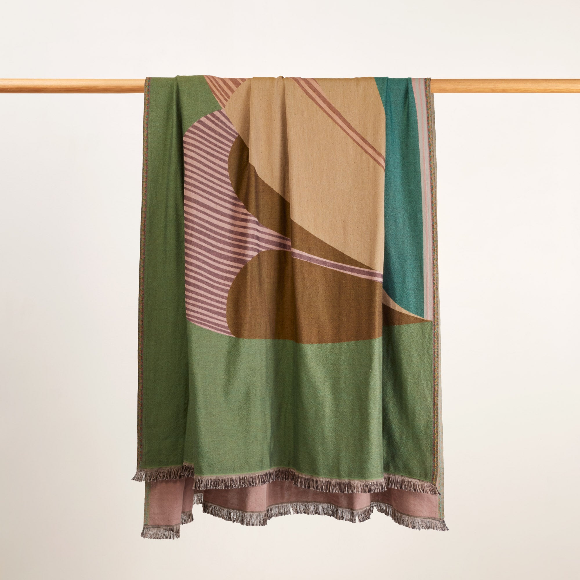 Plaid CALYPSO vert loden et rose